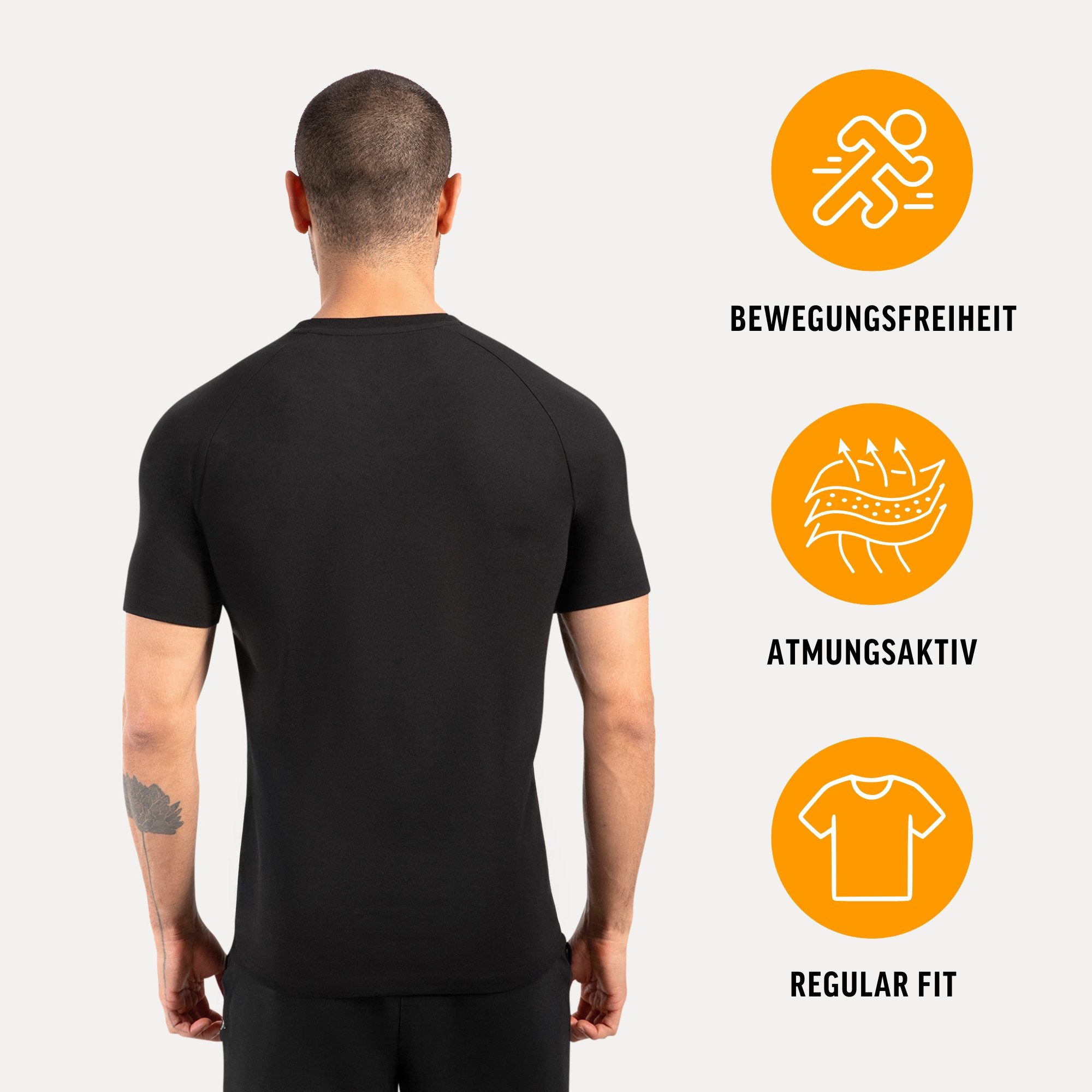 Smilodox T-Shirt Delian, Atmungsaktives Shirt mit 3D Rubber Print, Funktionsshirt mit Raglan-Schnitt Kurzarmshirt Sport Training Freizeit Alltag