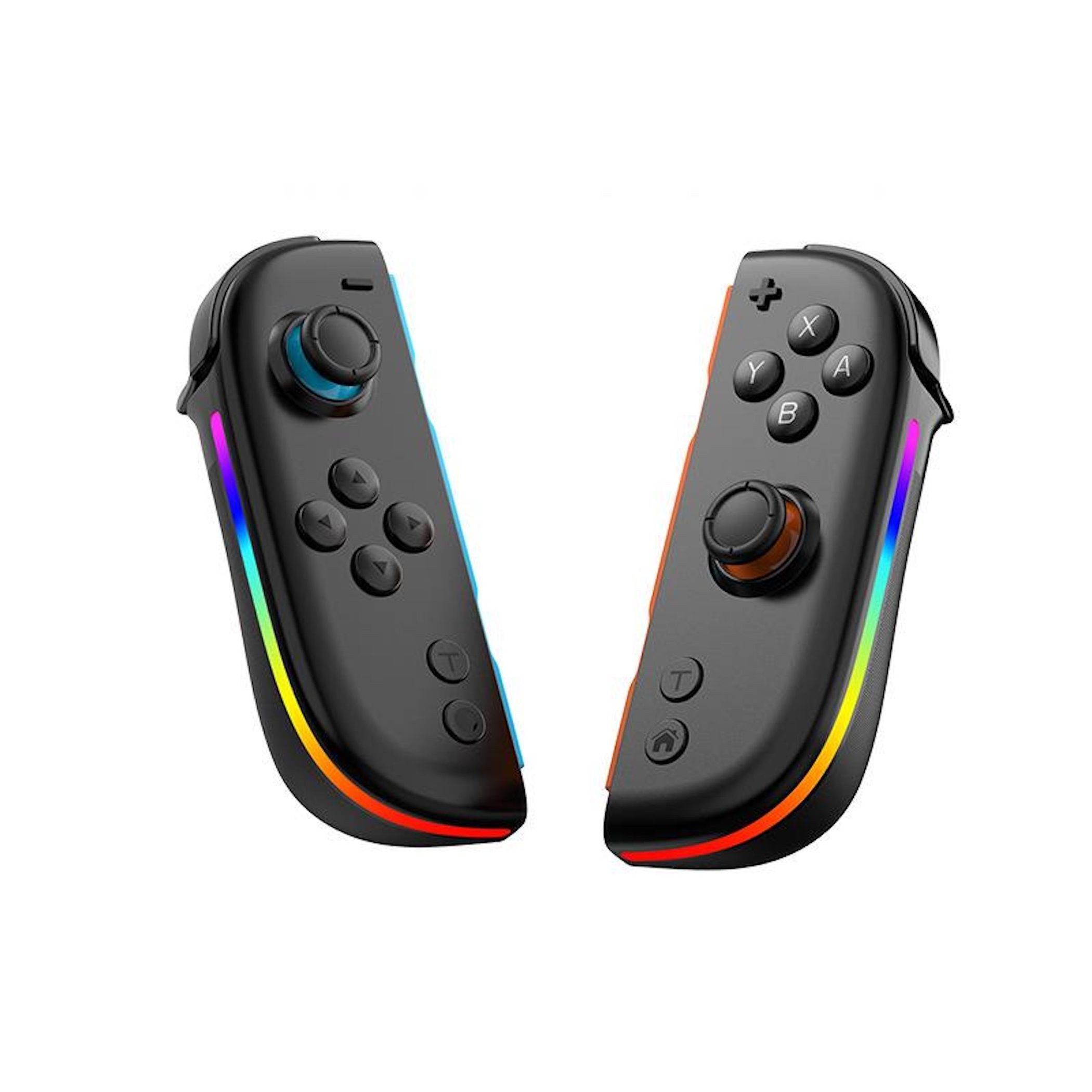 Wigento Für Nintendo Switch Split Controller mit Hall Joysticks RGB Schwarz Switch-Controller (Hall Effect Joysticks, 6-Achsen-Sensor, RGB-Beleuchtung)