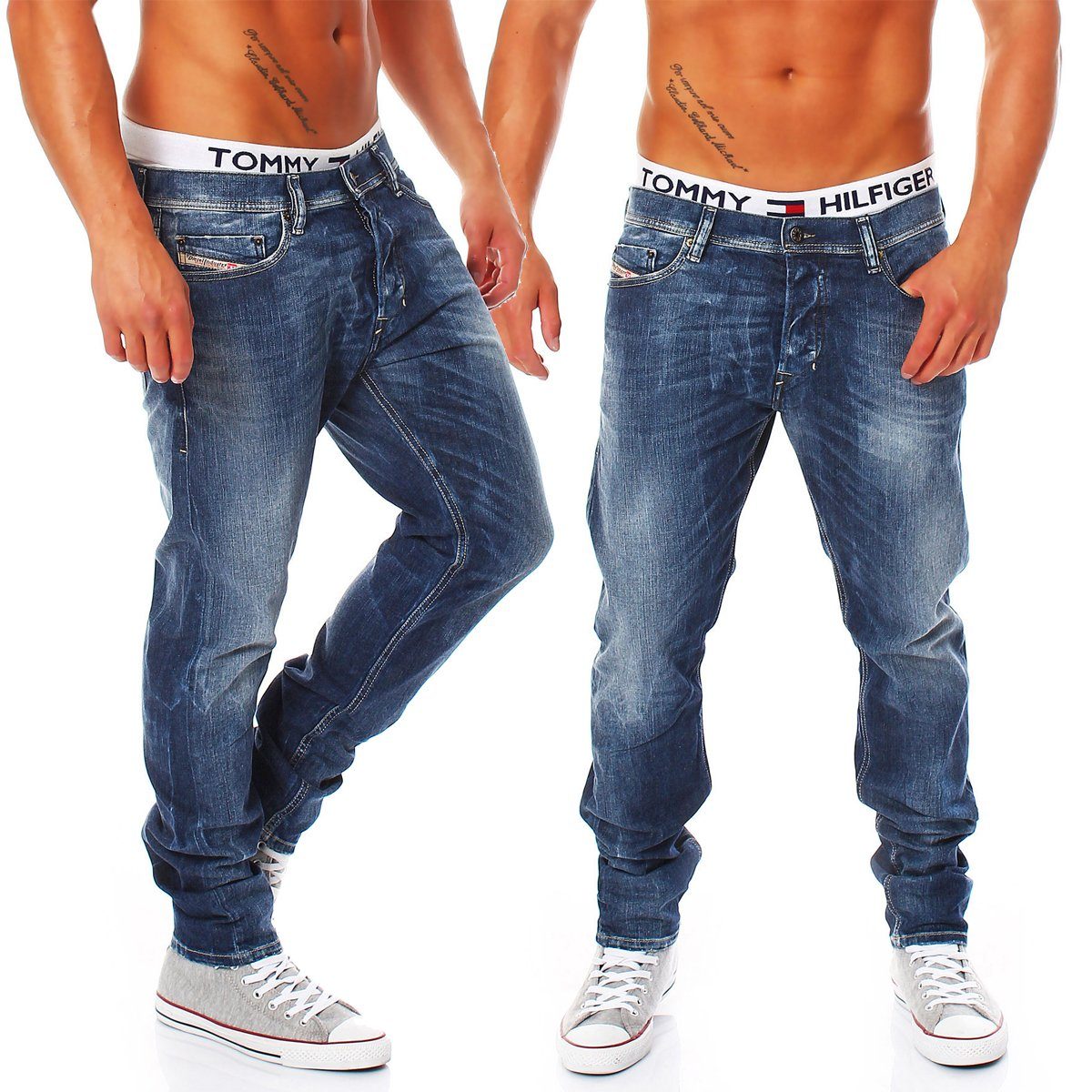L32 Stretch-Jeans Grösse: Tepphar 5 Style, Pocket Used-Look, Stretch, W28 Dezenter Herren Diesel Röhrenjeans, 0827I
