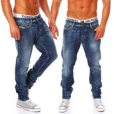 Diesel Stretch-Jeans Herren Tepphar 0827I 5 Pocket Style, Röhrenjeans, Dezenter Used-Look, Stretch, Grösse: W28 L32