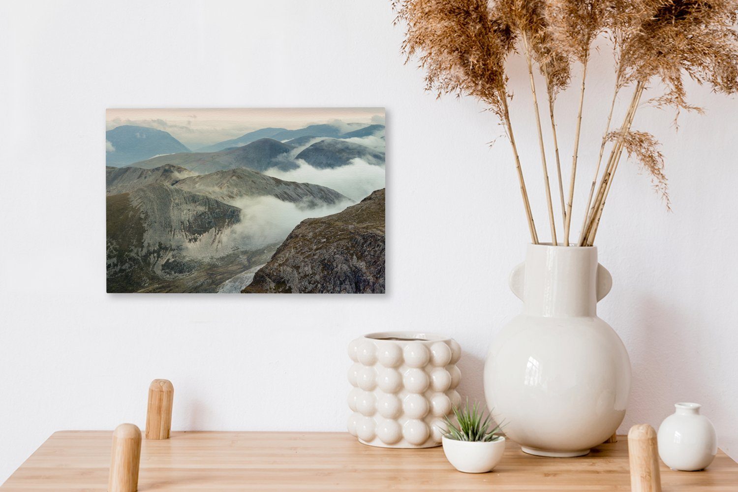 (1 cm 30x20 Ben dem Leinwandbilder, in Wanddeko, Nevis Aufhängefertig, Leinwandbild St), auf Schottland, zum Wolkendecke Wandbild Weg OneMillionCanvasses®