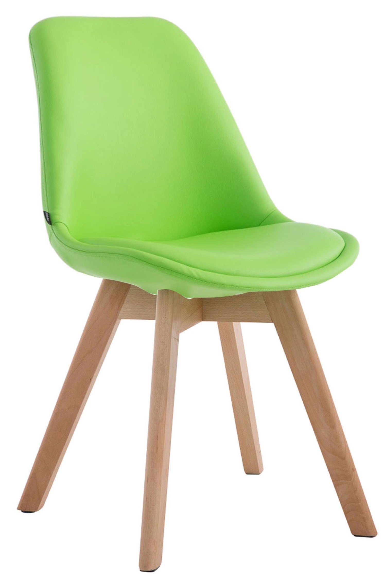 TPFLiving Esszimmerstuhl Manolo - Besucherstuhl mit Kunstlederbezug (Küchenstuhl - Gestell Buchenholz natura), Maße (TxBxH): 55 x 48 x 84cm - Farbe: grün