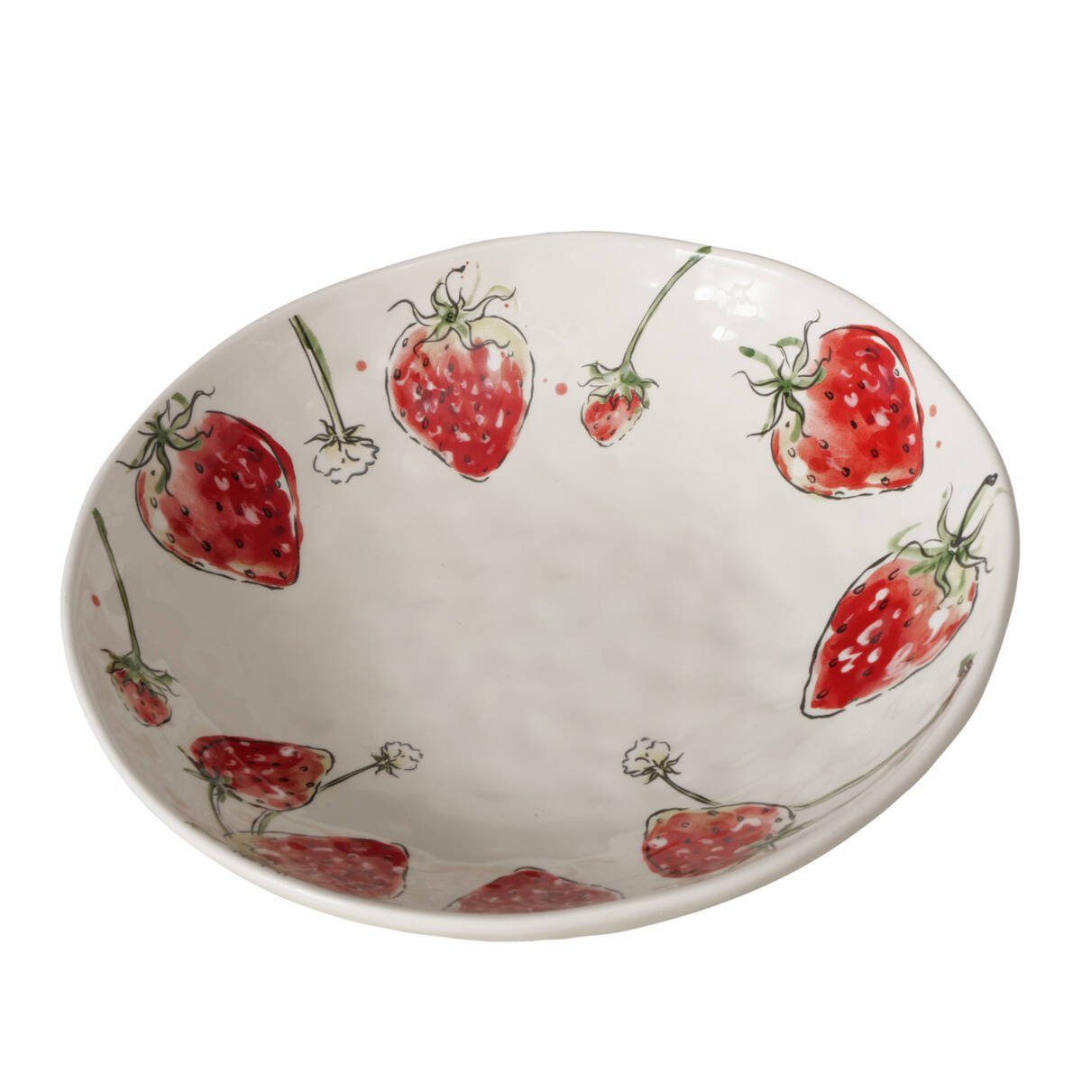 BOLTZE GRUPPE Schüssel Schale mit Erdbeermuster STRAWBERRY, Ø 34 cm, Keramik, (1 Stk), mit Erdbeermuster