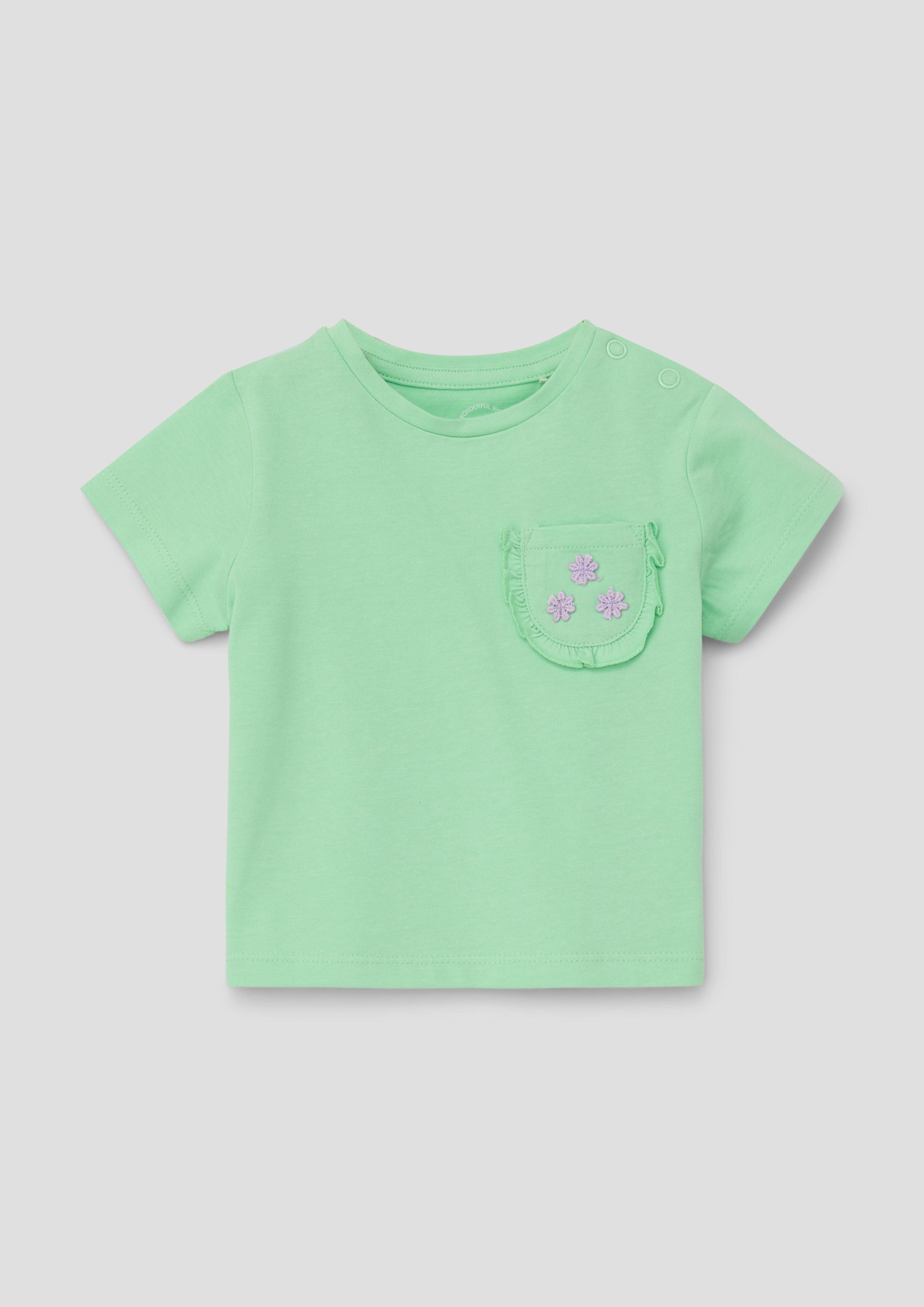 s.Oliver Kurzarmshirt Baumwollshirt mit Brusttasche Rüschen, günstig online kaufen