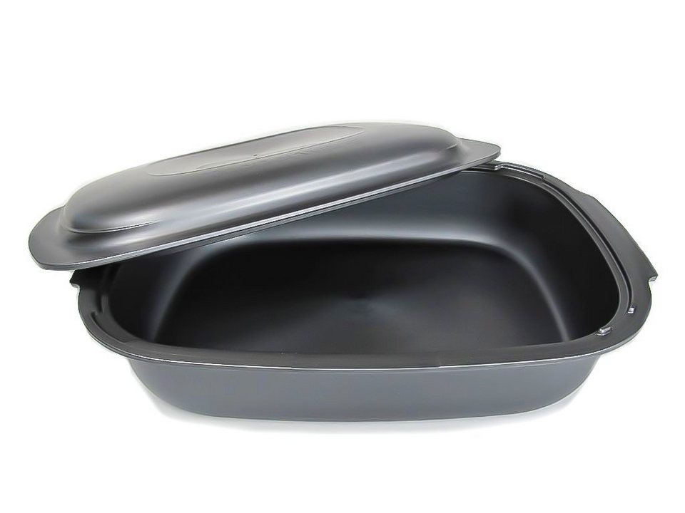 TUPPERWARE Auflaufform UltraPro 3,3L Bräter grau Ultraflach + SPÜLTUCH, Ofenform