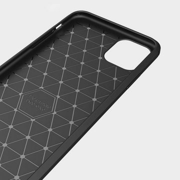 CoverKingz Handyhülle Hülle für Apple iPhone 11 Pro Max [6,5 Zoll] Handyhülle Silikon, Carbon Look Brushed Design