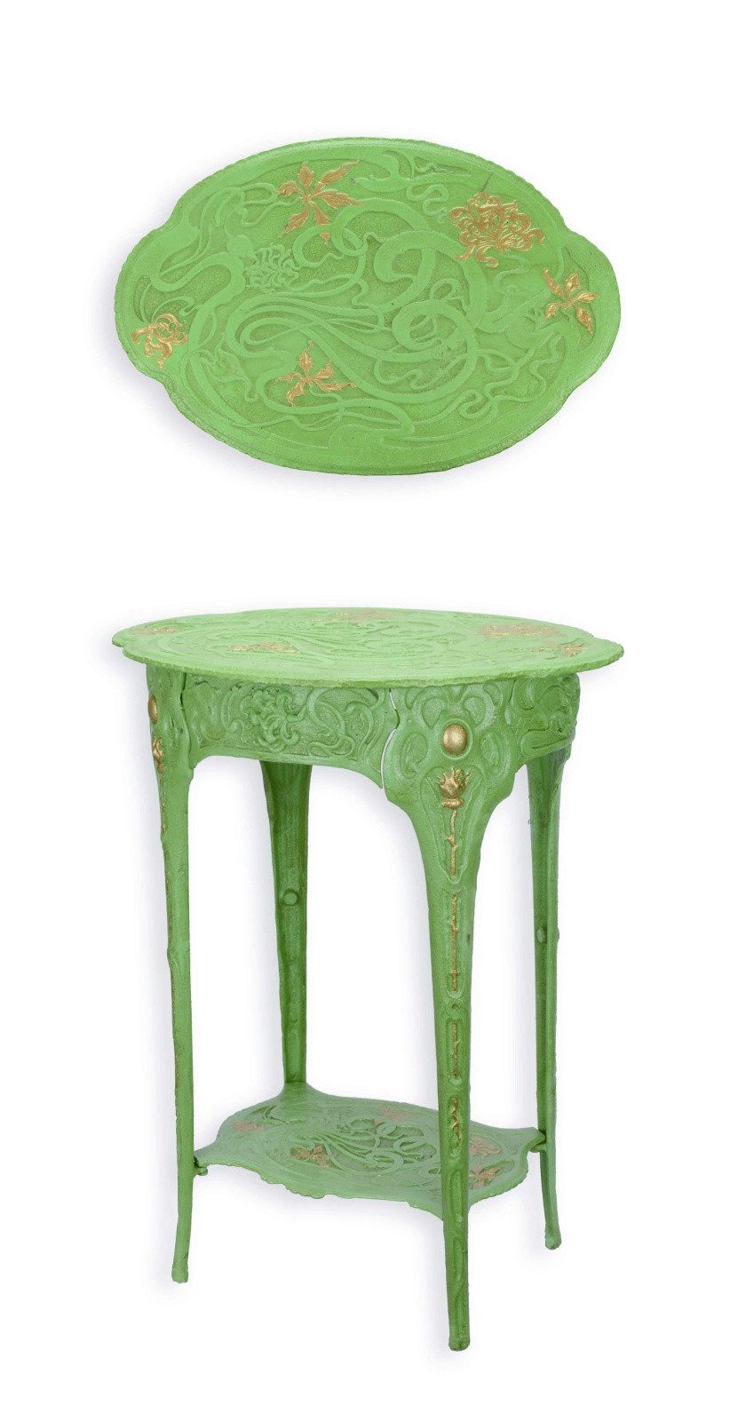 Aubaho Dekoobjekt Beistelltisch Tisch Blumentisch Eisen grün Replikat Retro Design Dekor