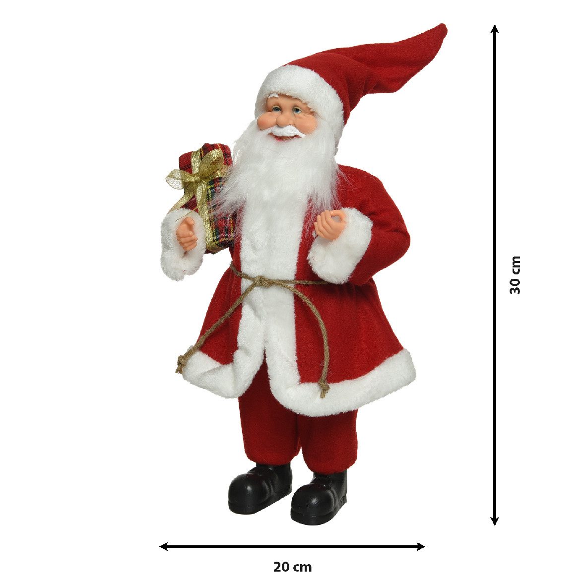 Kaemingk Weihnachtsmann, Weihnachtsmann Figur mit Geschenk 30cm rot