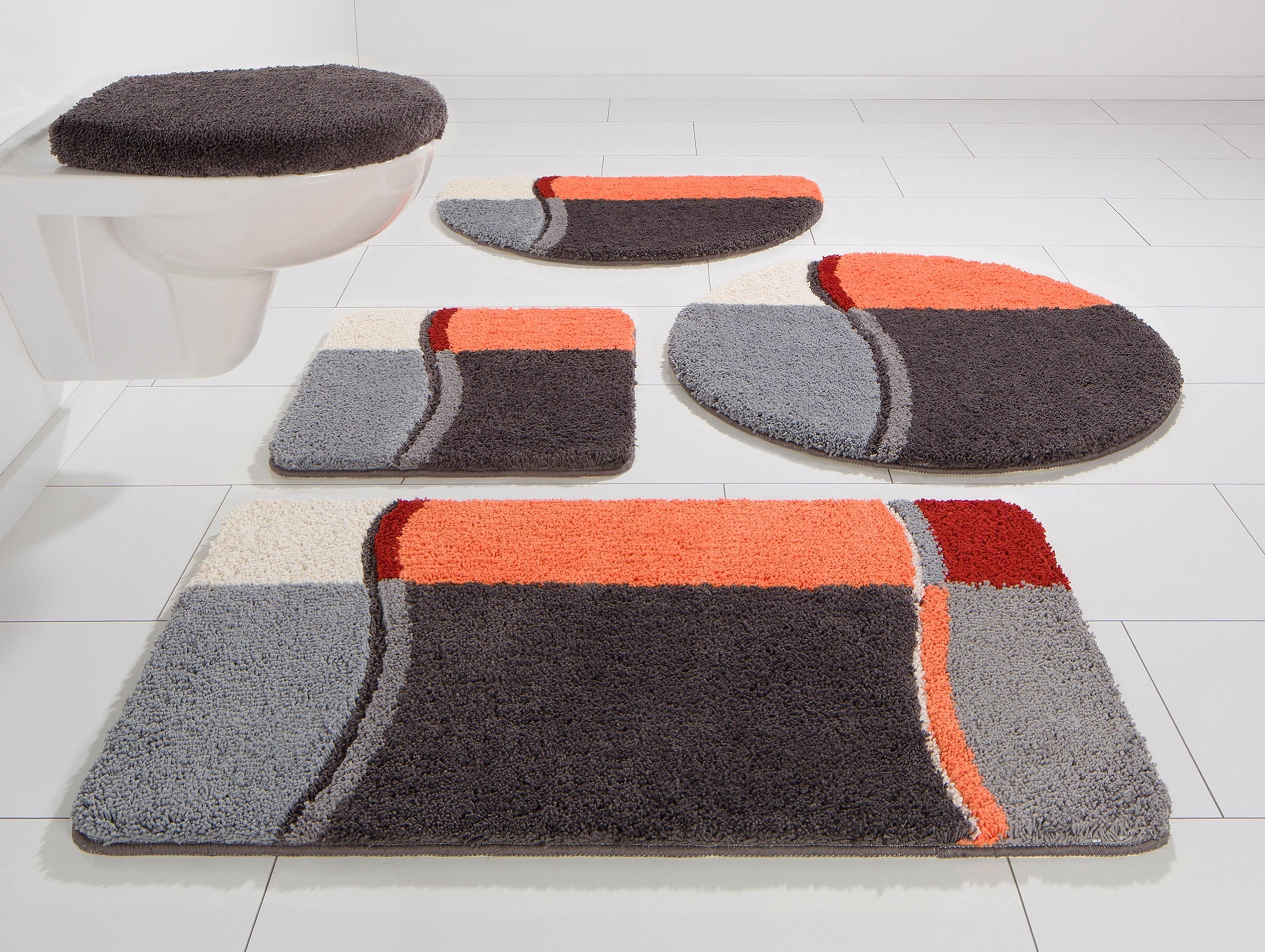 OTTO home Badematte Belio, Badvorleger, Badezimmer Teppich, Höhe 20 mm, rutschhemmend beschichtet, schnell trocknend, strapazierfähig, fußbodenheizungsgeeignet, Kunstfaser, rechteckig, Badematte, Badteppich, Badematten auch als 2 tlg. Set erhältlich, bunt