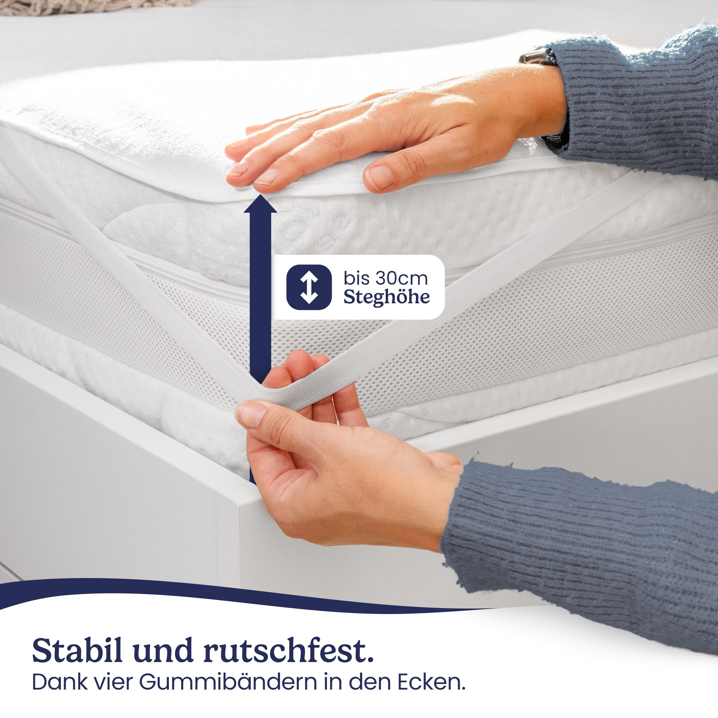 Matratzenschoner Matratzenauflage als Nässeschutz für Kinder o. wasserdicht Gentle North, 100% wasserabweisend - wasserfest - allergikergeeignet - Eckbändern