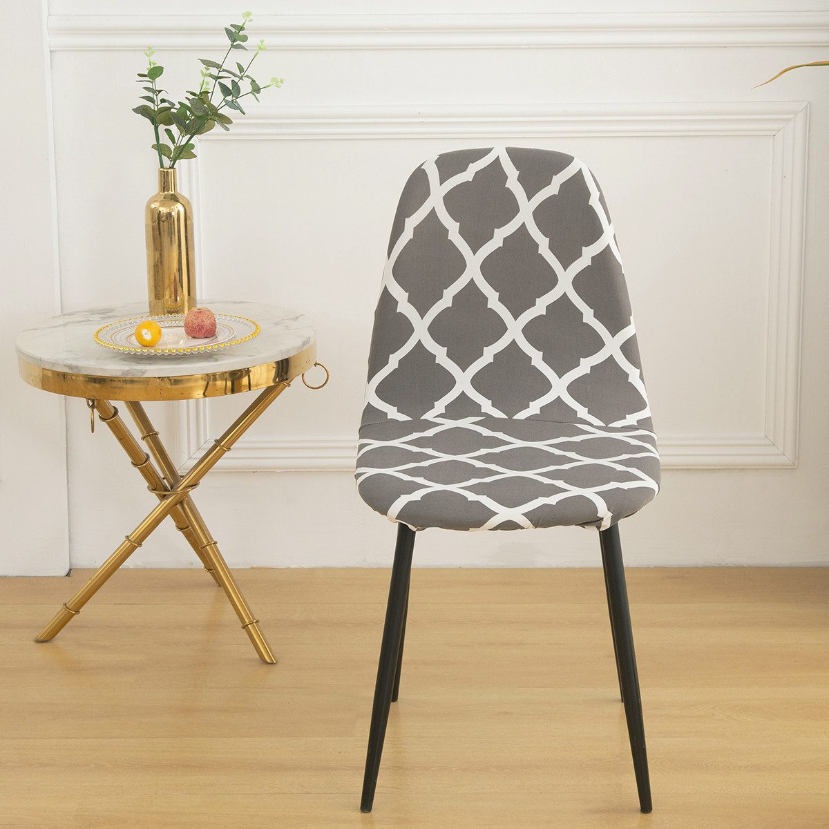Rosnek Stuhlhusse Bedruckt, Stretch, Floral Geometrische, für Bankett Esszimmer Deko, Schalenstuhl Abdeckungen