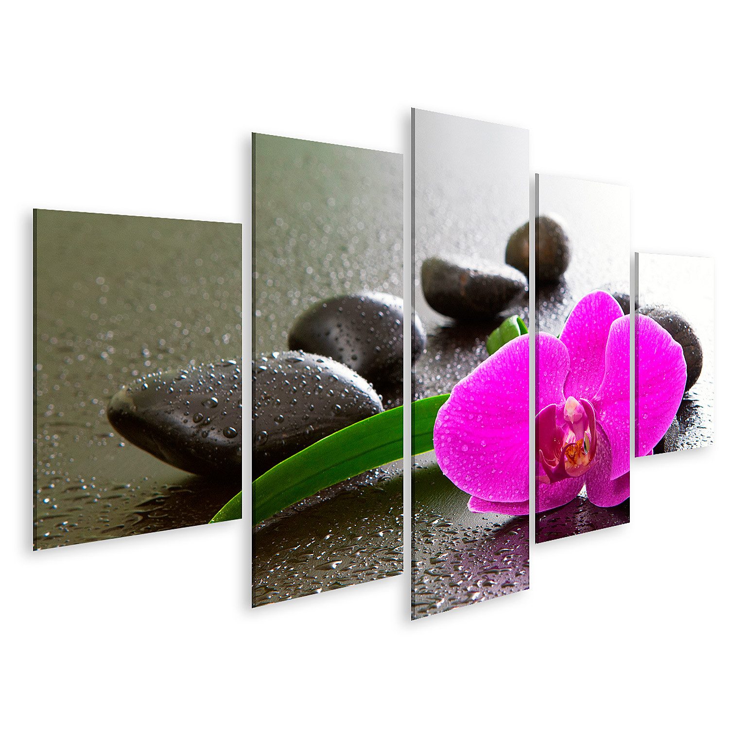 Briefpapier Motivpapier – Grüne Orchidee Auf Schwarzen Steinen, 20 Blatt DIN A4, 90 G/m²