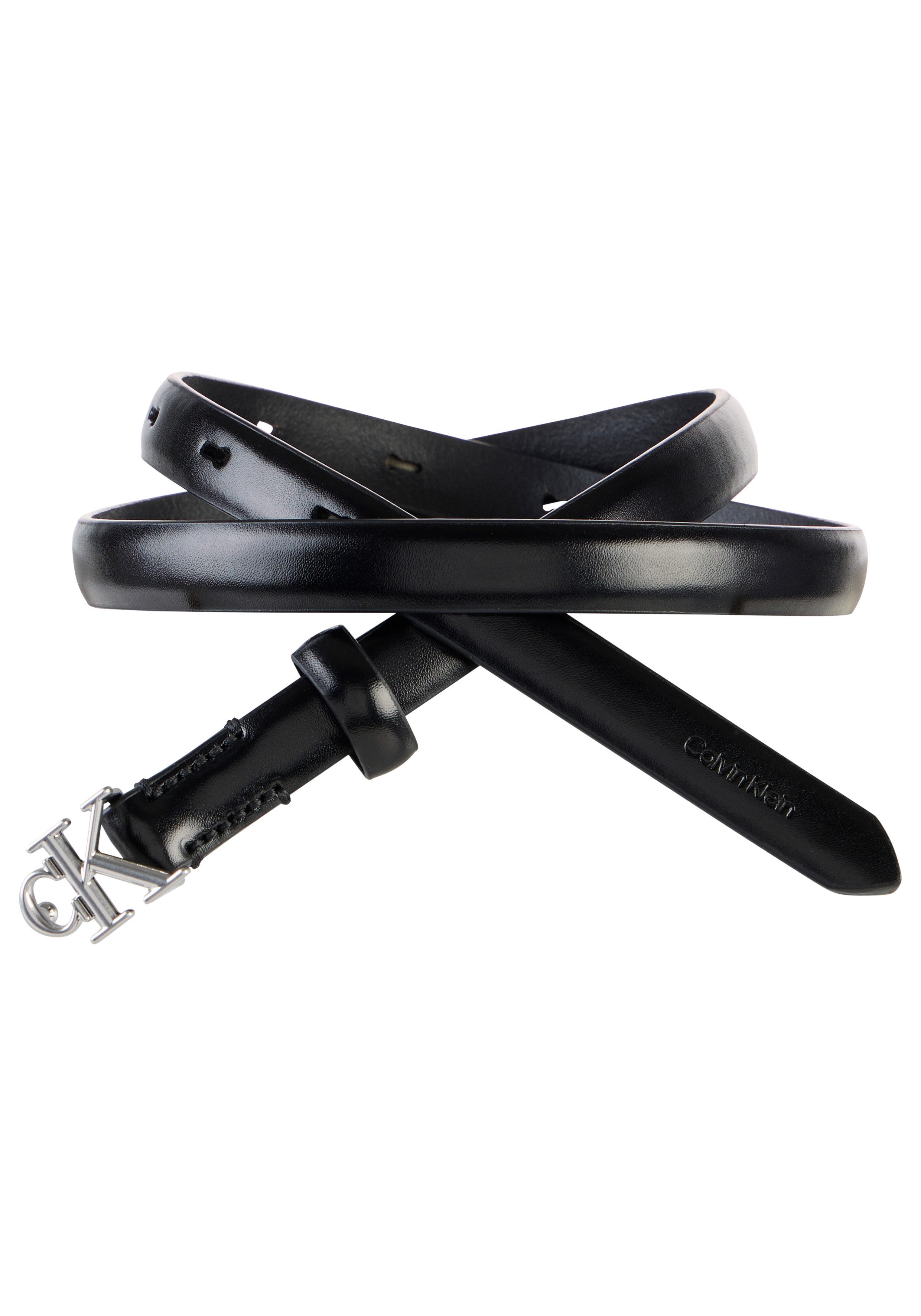 Calvin Klein Ledergürtel ROUND CK BUCKLE 15MM BELT SMOOTH Größenverstellbar mit Metallschließe
