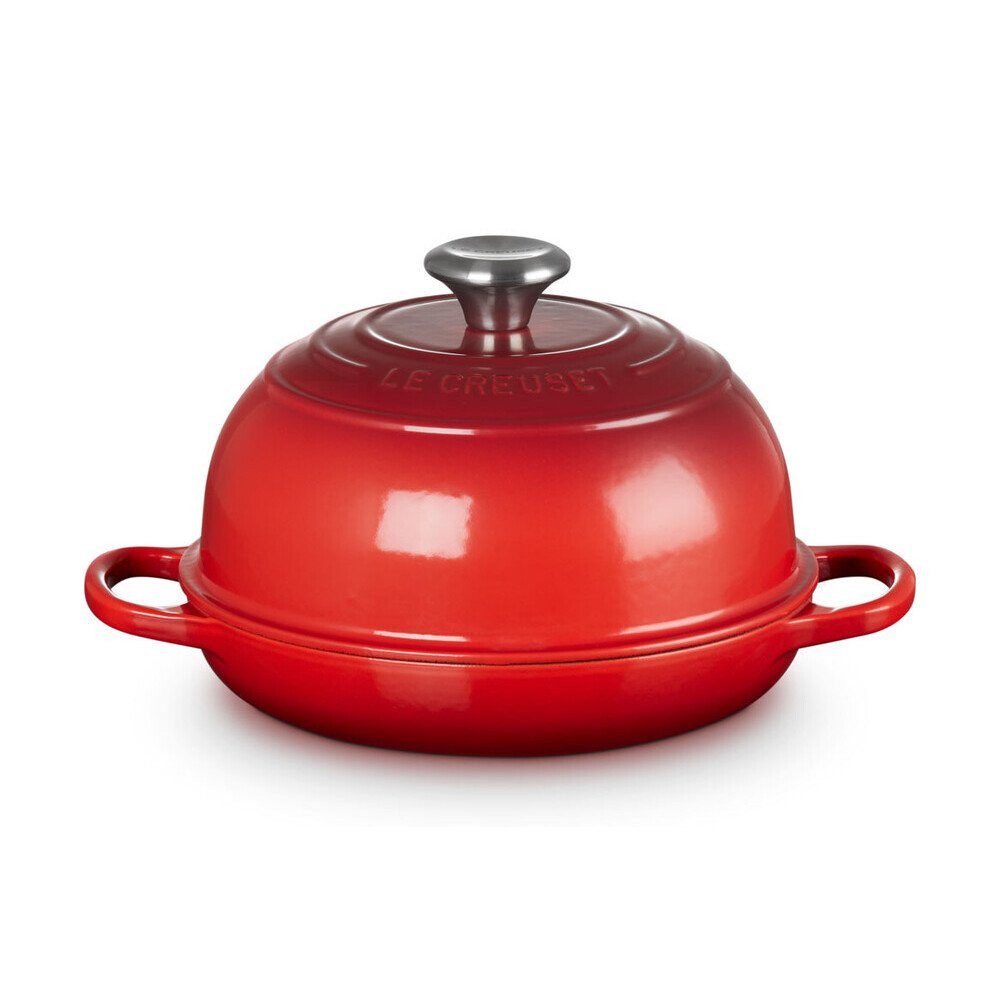 LE CREUSET Bräter Brot-Bräter 24 cm Signature Kirschrot, Emailliertes Gusseisen, Brottopf, Cocotte, zum Brotbacken & Schmoren, Ø24cm, Made in France