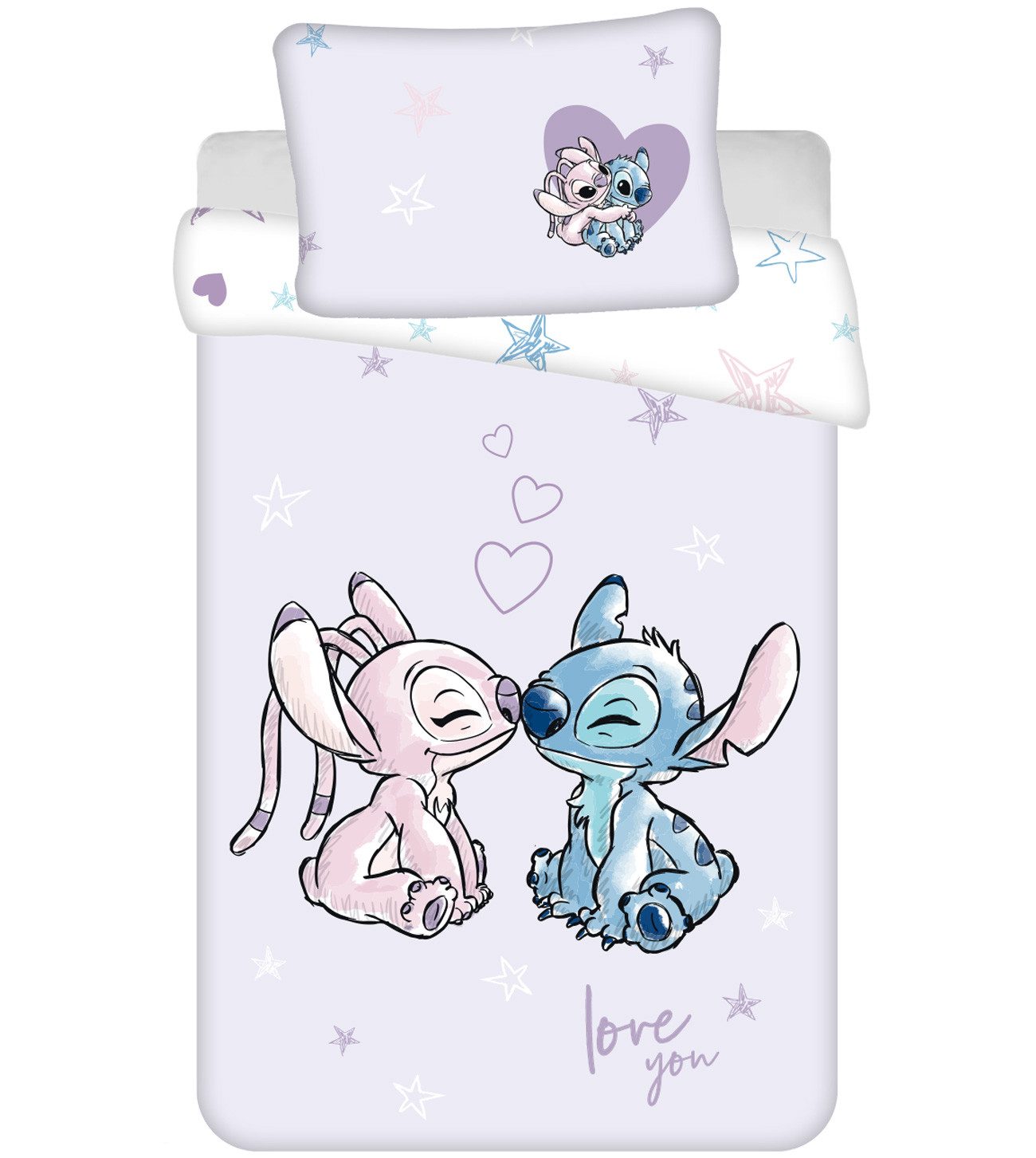 Bettwäsche Lilo und Stitch BABY Wende Bettwäsche Kopfkissen Bettdecke Set 100x135