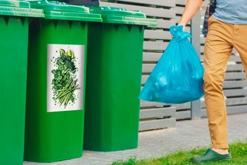 MuchoWow Wandsticker Grüne Spargelerbsen mit anderem Gemüse auf weißem Hintergrund (1 St), Mülleimer-aufkleber, Mülltonne, Sticker, Container, Abfalbehälter