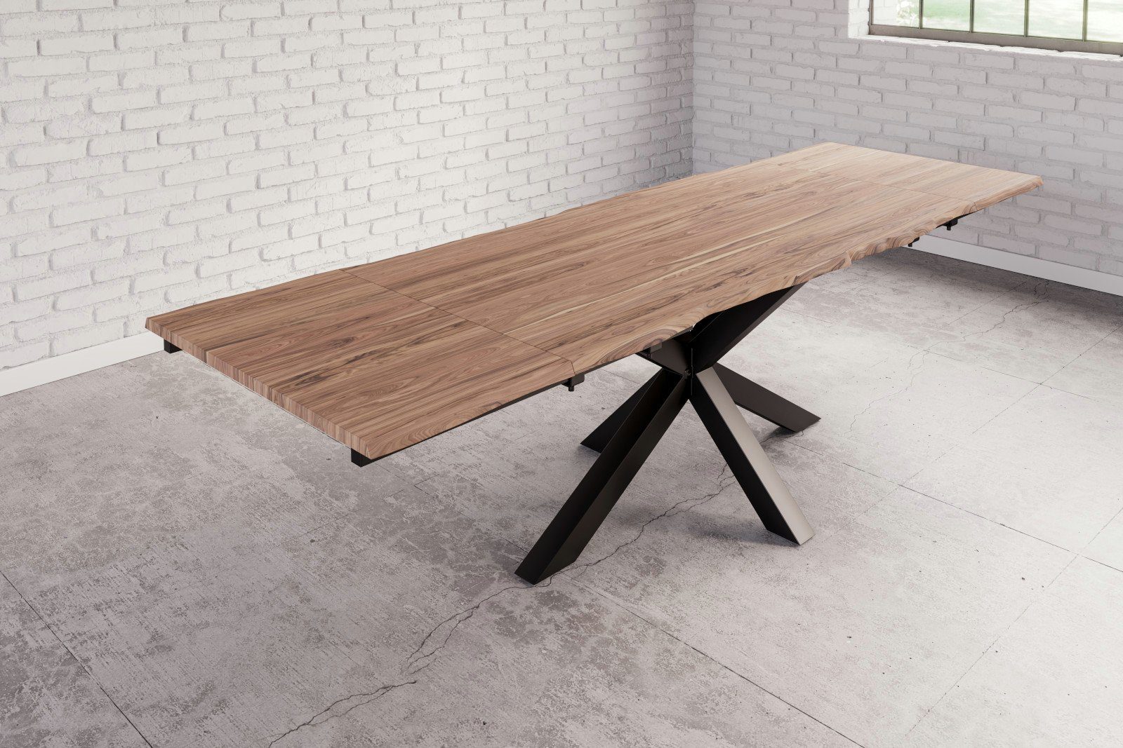 SAM® Essgruppe Halawa, Baumkante, 2x 10 Akazienholz Ansteckplatten massiv, und Stühlen
