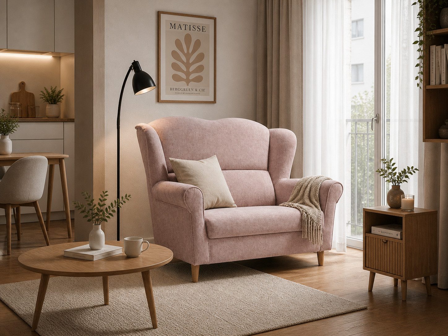 MOEBLO Sofa SILABELLA, 2-Sitzer Sofa 144cm, Samtstoff, modernes Design, (BxTxH):144x83x104cm
