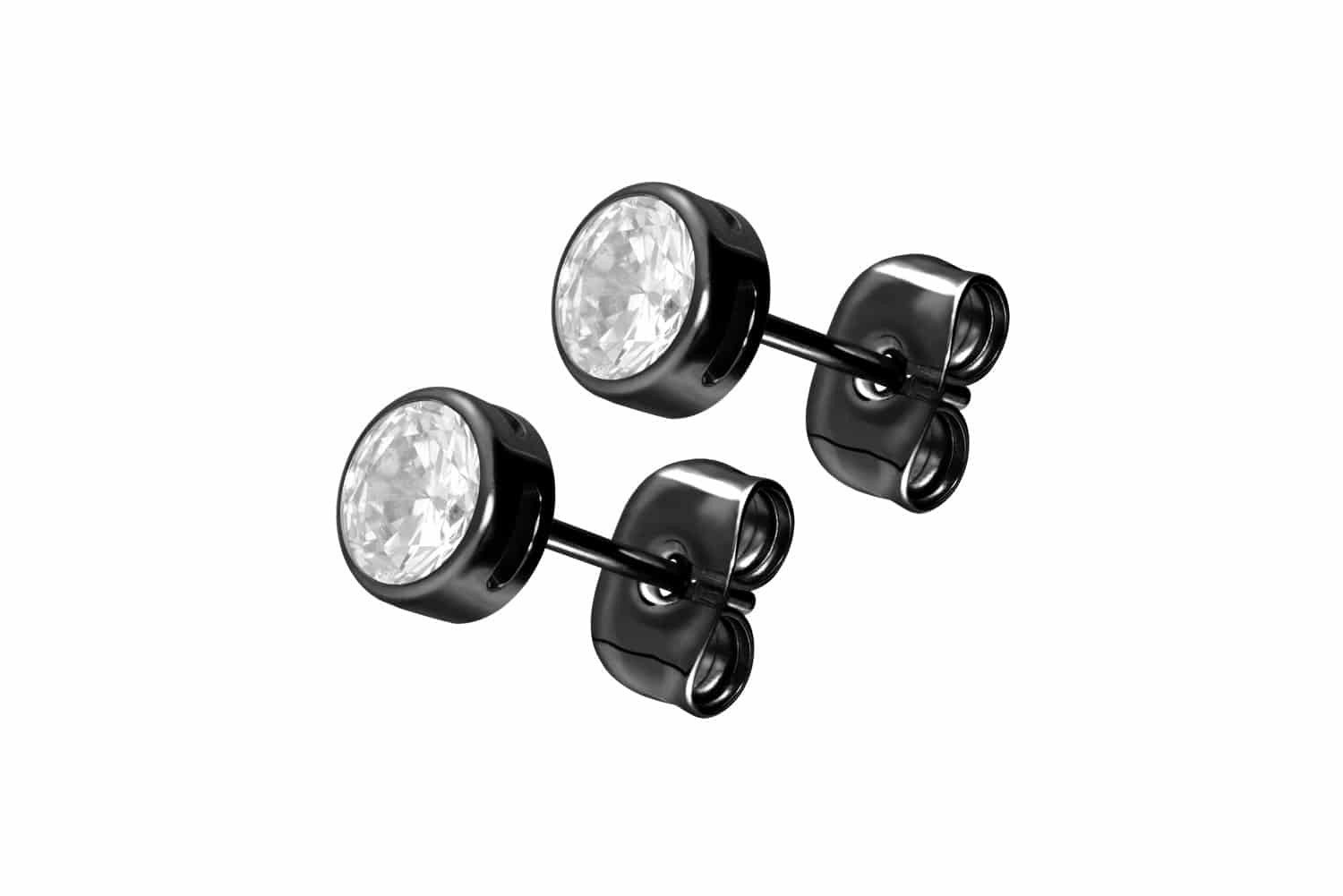Paar Ohrstecker Titan Ohrstecker EINGEFASSTER KRISTALL