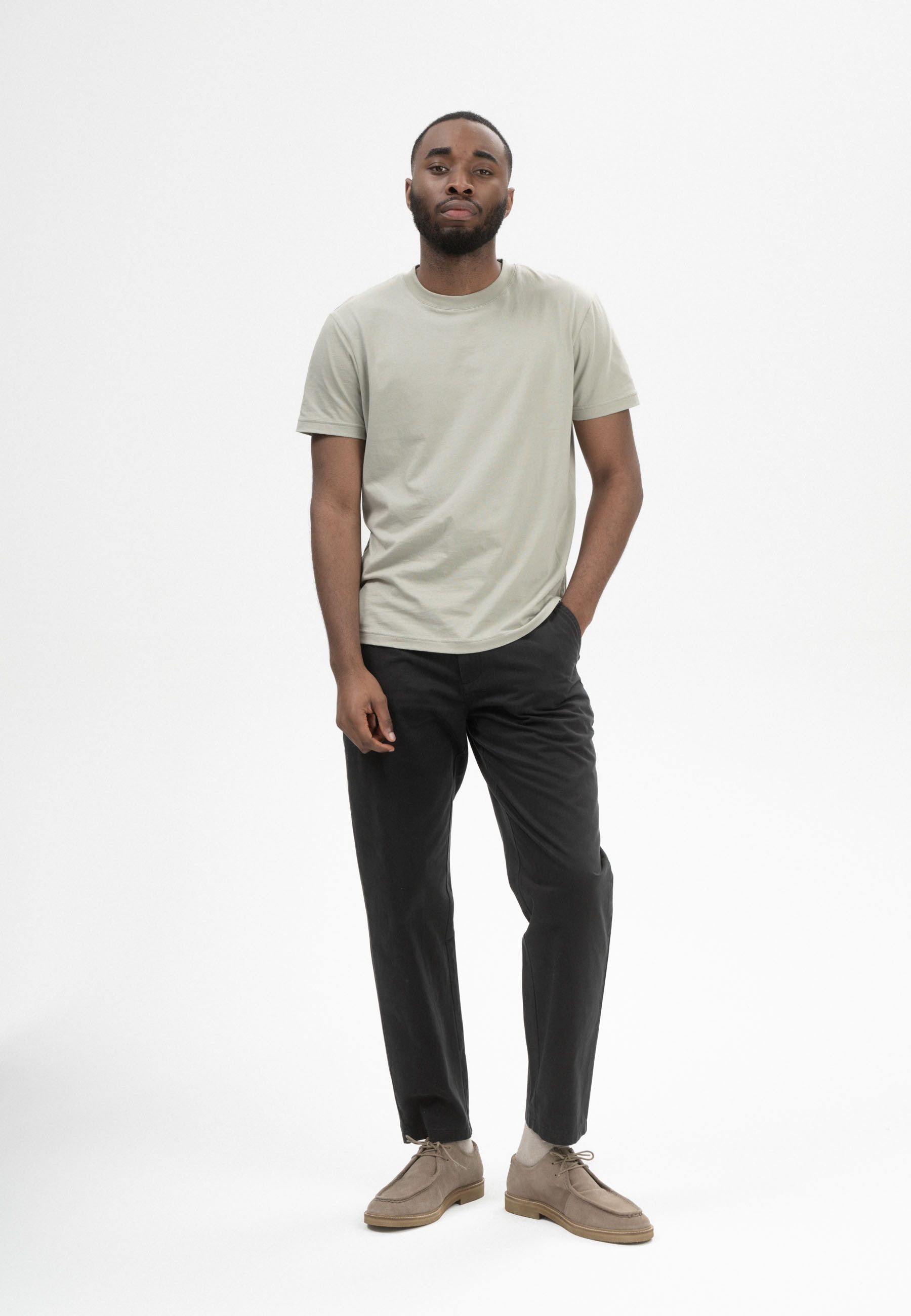 MELA Kurzarmshirt T-Shirt Style AVAN Fein gerippter Kragen