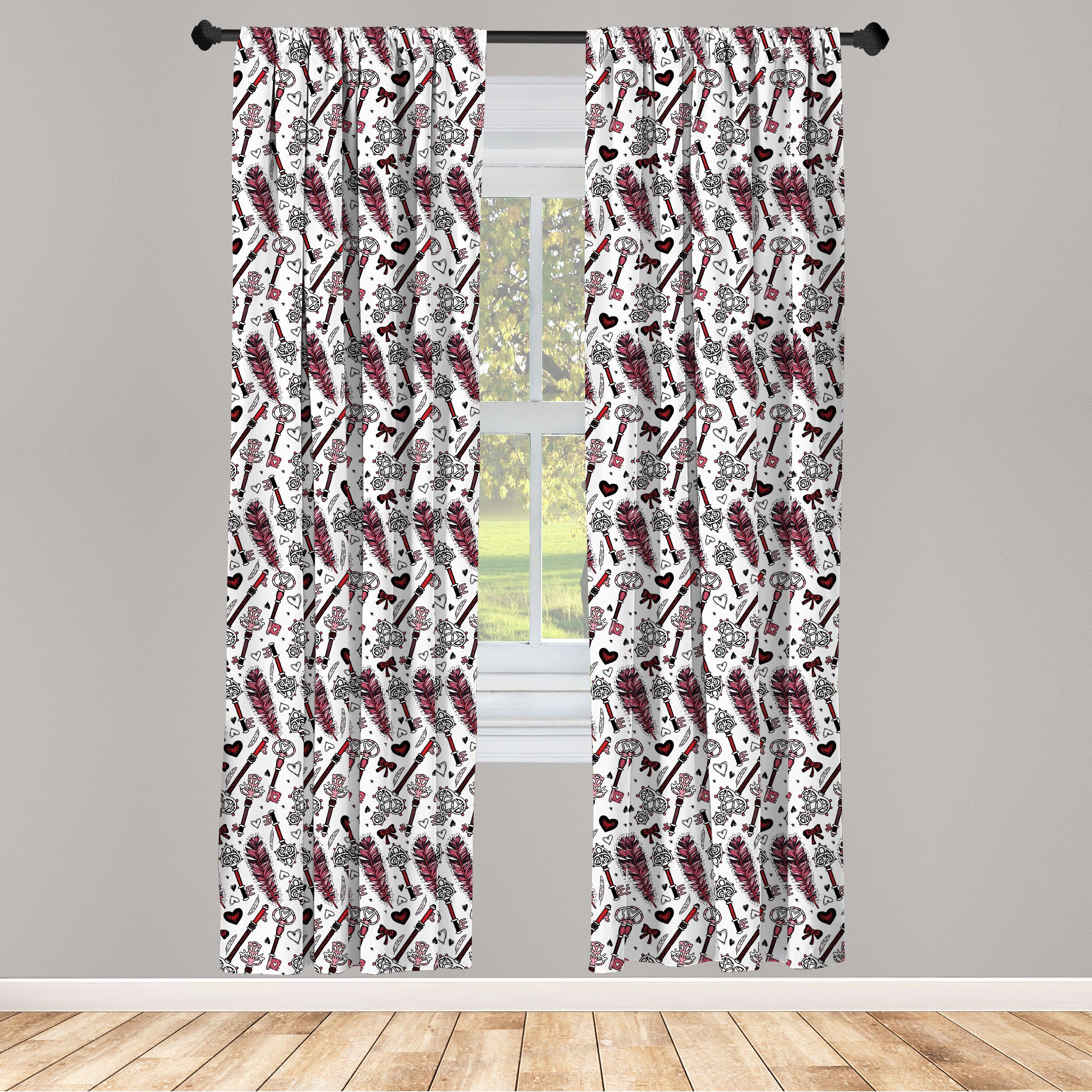 Gardine Vorhang für Wohnzimmer Schlafzimmer Dekor, Abakuhaus, Microfaser, Romantisch Kreative Weinlese-Tasten-Kunst