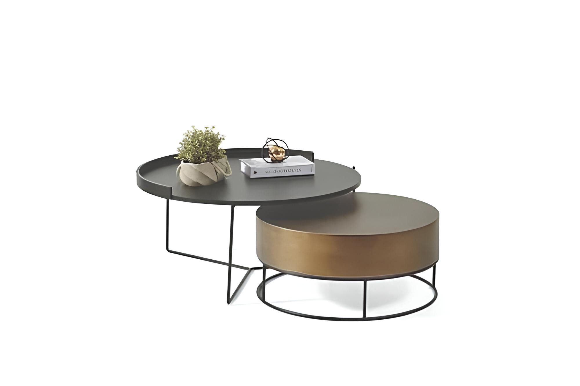 Xlmoebel Couchtisch Moderne runde Beistelltische aus Metall in elegantem Design (2x Couchtische), Hergestellt in Europa