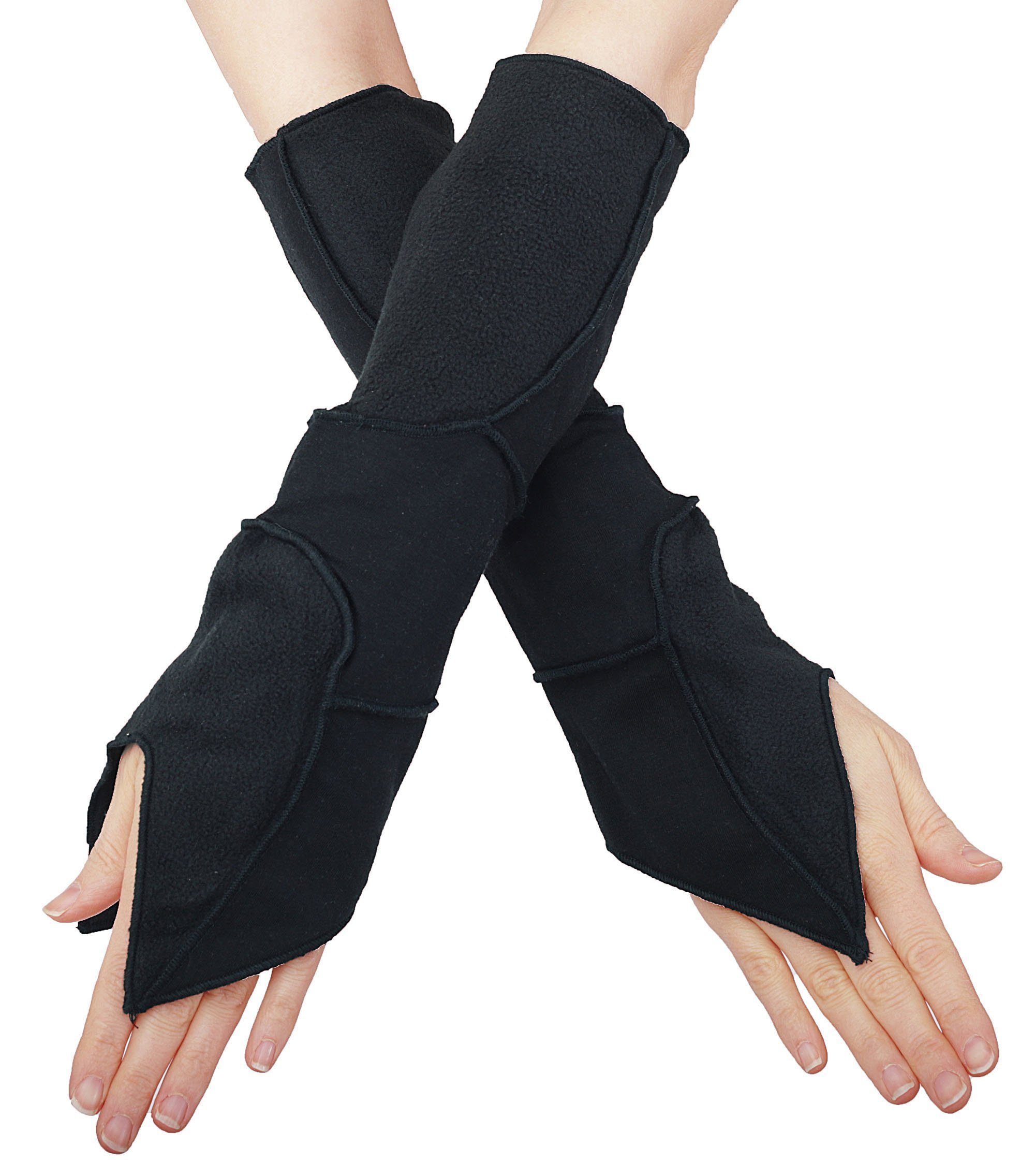 PUREWONDER Armstulpen Pulswärmer aus Fleece und Jersey Handstulpen hw1 (1 Paar) im Patchwork-Stil