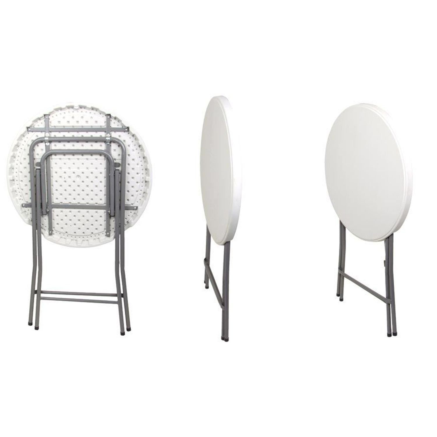 BURI Stehtisch Stehtisch weiß Ø81cm Bartisch Klapptisch Partytisch Bistrotisch Garten