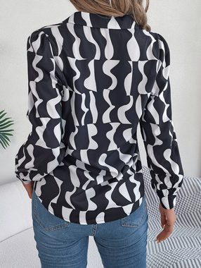 BlauWave Hemdbluse Chiffon Shirt V-Ausschnitt Damen Shirt (1-tlg) Elegante Mode Oberteile
