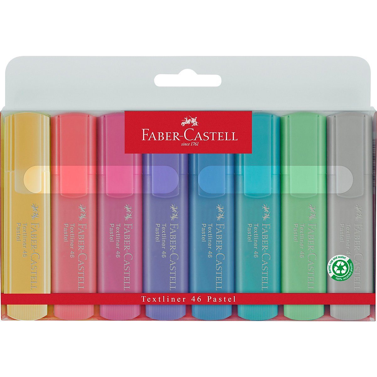 Faber-Castell Marker Textmarker Pastell, 8 Farben, nachfüllbar