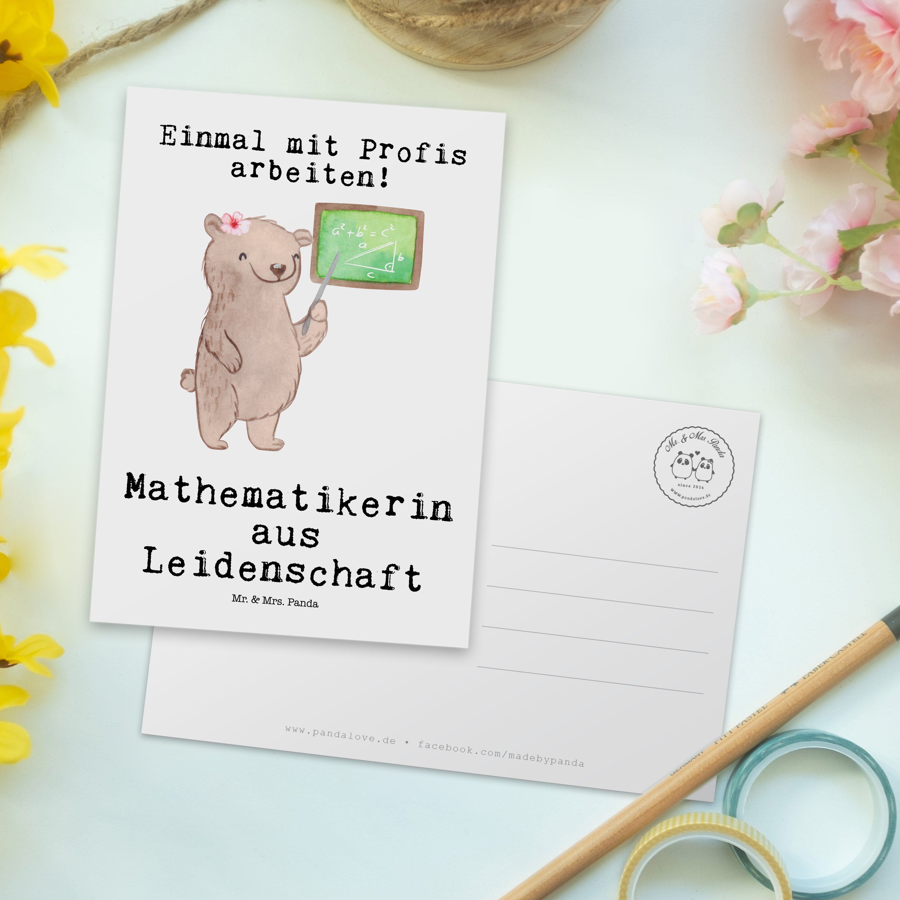 Mrs. Mathematikerin Postkarte Panda Weiß - Kollegin, aus & Geschenk, - Karte, Leidenschaft A Mr.