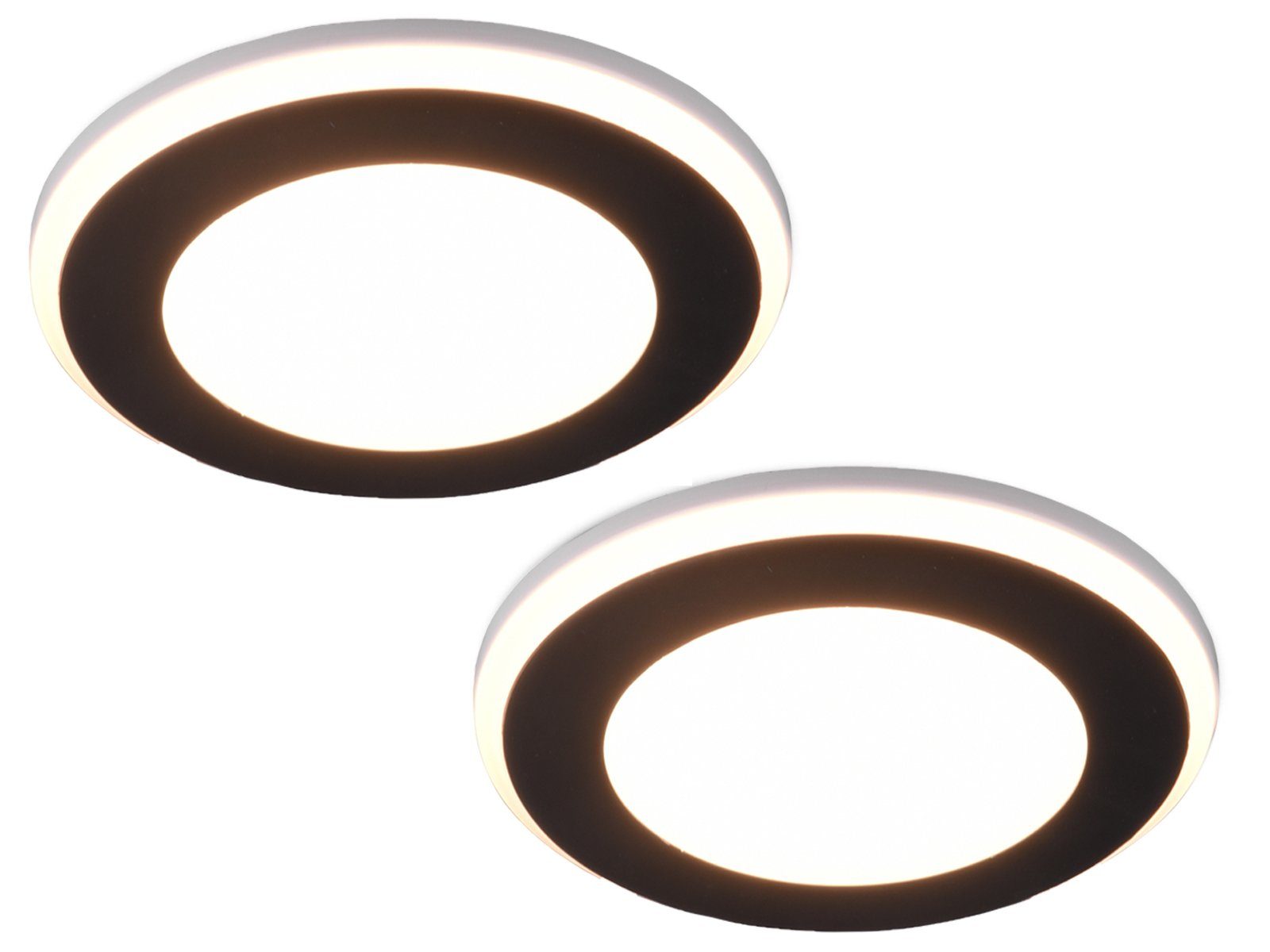 TRIO Leuchten LED Einbaustrahler, LED fest integriert, Warmweiß, Deckeneinbauleuchten 2er Set, Einbau Decken-spot Schwarz für die Decke