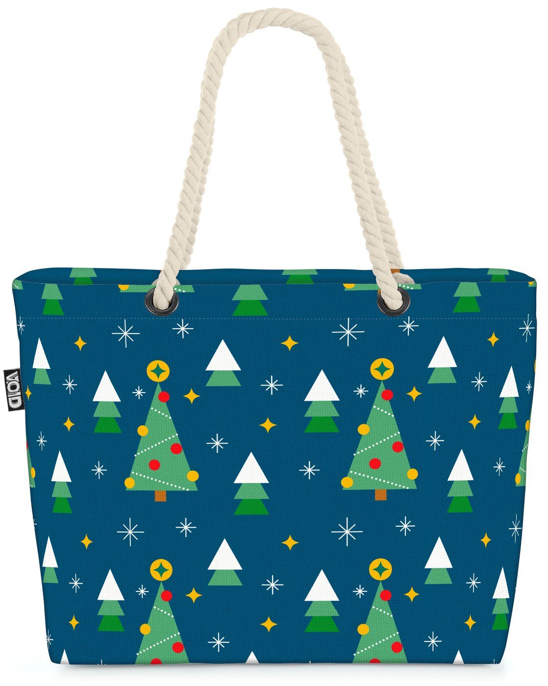 VOID Strandtasche (1-tlg), Weihnachtsstern Bäume blau Beach Bag Tannenbaum Christbaum Weihnachtsbaum Weihn