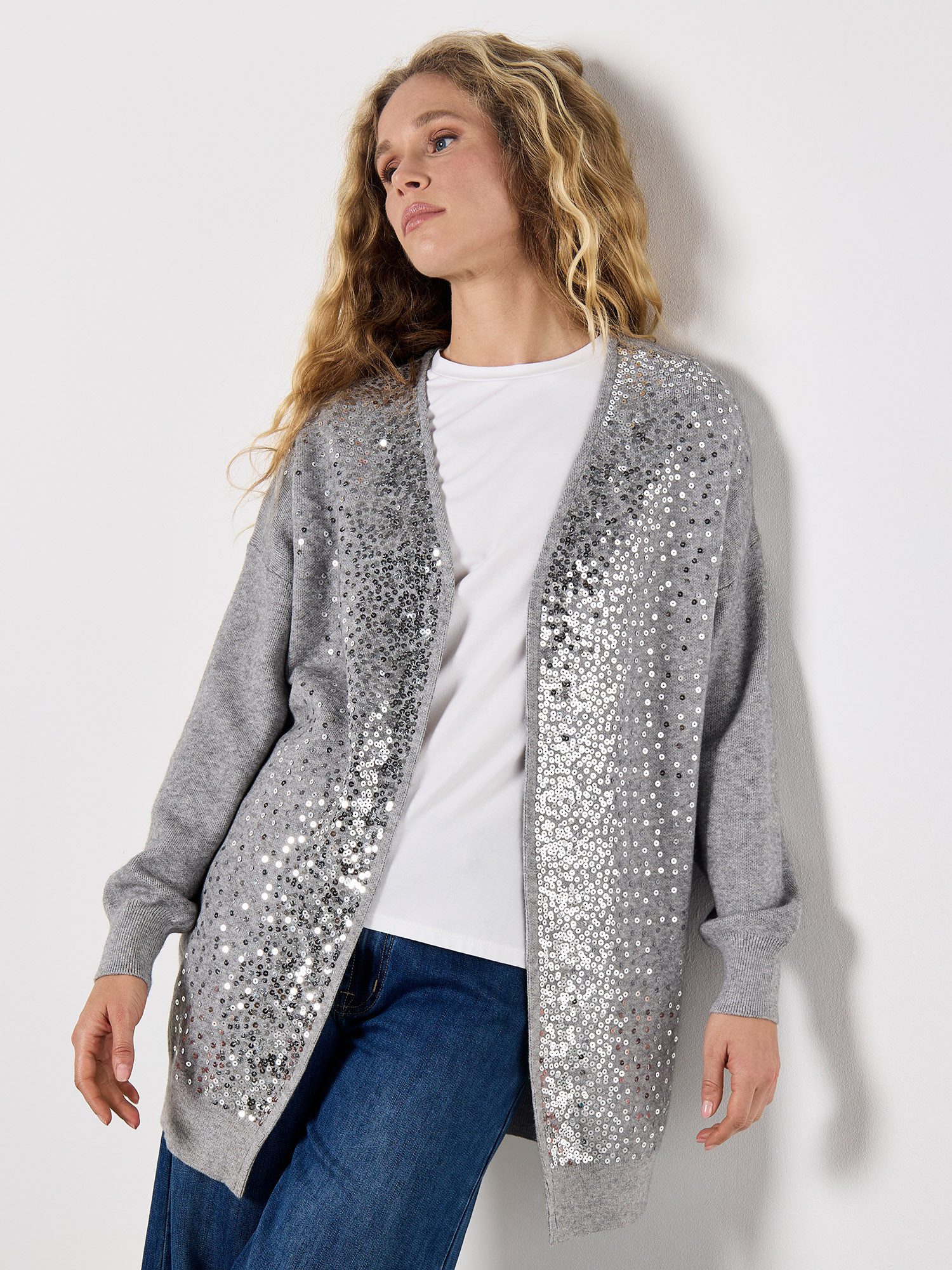 Apricot Cardigan Longcardigan mit Pailletten günstig online kaufen