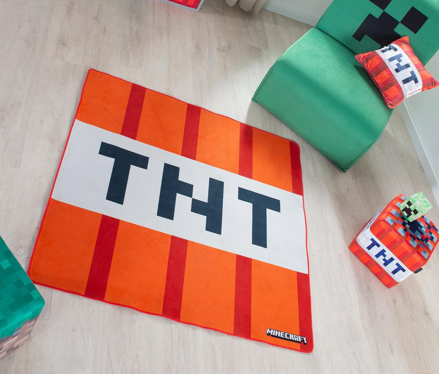 Minecraft Teppich 120 x 120 cm - Creeper oder TNT Design, Quadratisch, Höhe günstig online kaufen