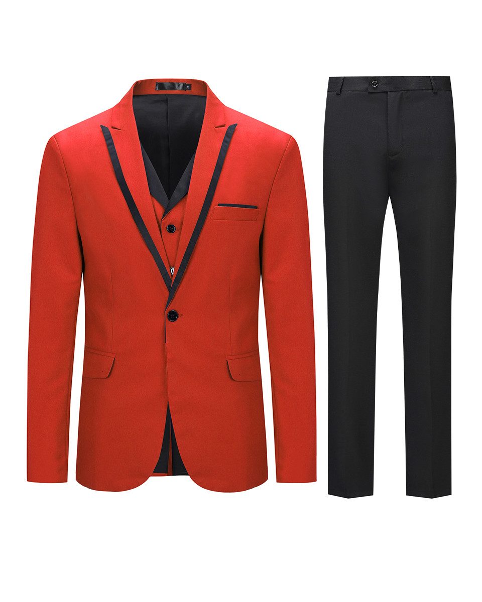 Allthemen Anzug (3 tlg) Slim Fit Elegante Anzüge mit Spitzen Revers