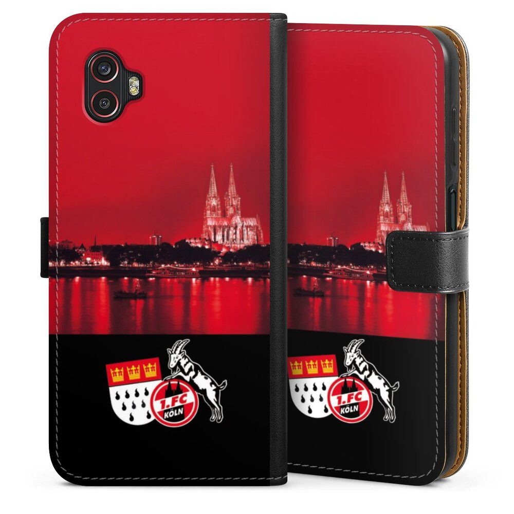 DeinDesign Handyhülle Skyline 1. FC Köln Offizielles Lizenzprodukt Skyline Köln Rot, Samsung Galaxy XCover 6 Pro Hülle Flip Case Klapphülle