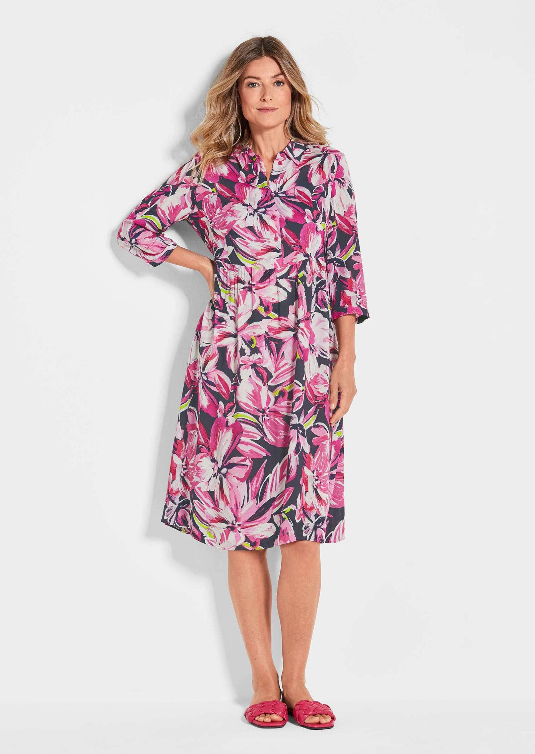 GOLDNER Blusenkleid Hemdblusenkleid mit Allover-Print Druckkleid mit Hemdkr günstig online kaufen
