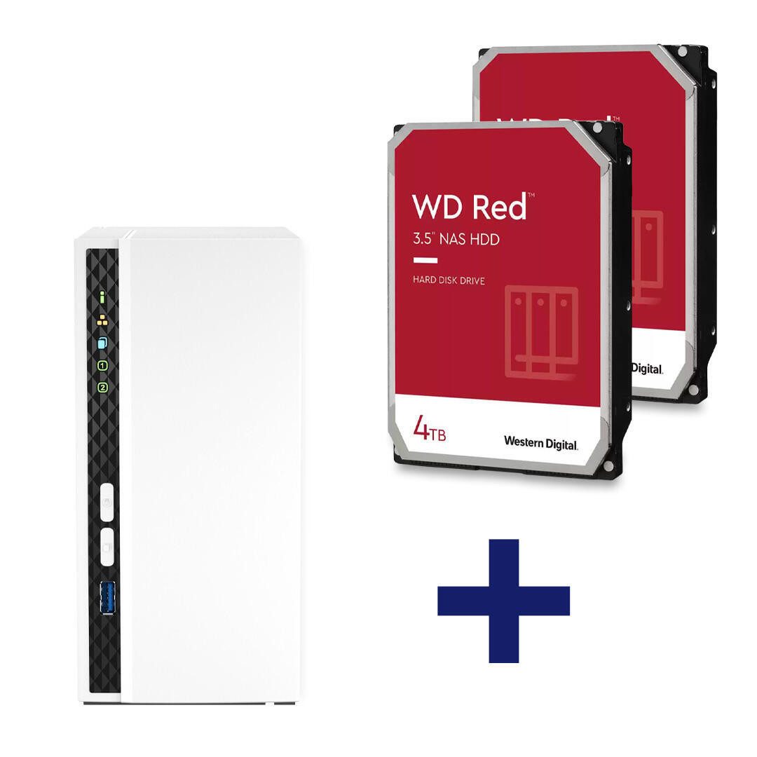 QNAP QNAP Turbo Station TS-233, 1x Gb LAN + WD RED NAS PC-Arbeitsspeicher