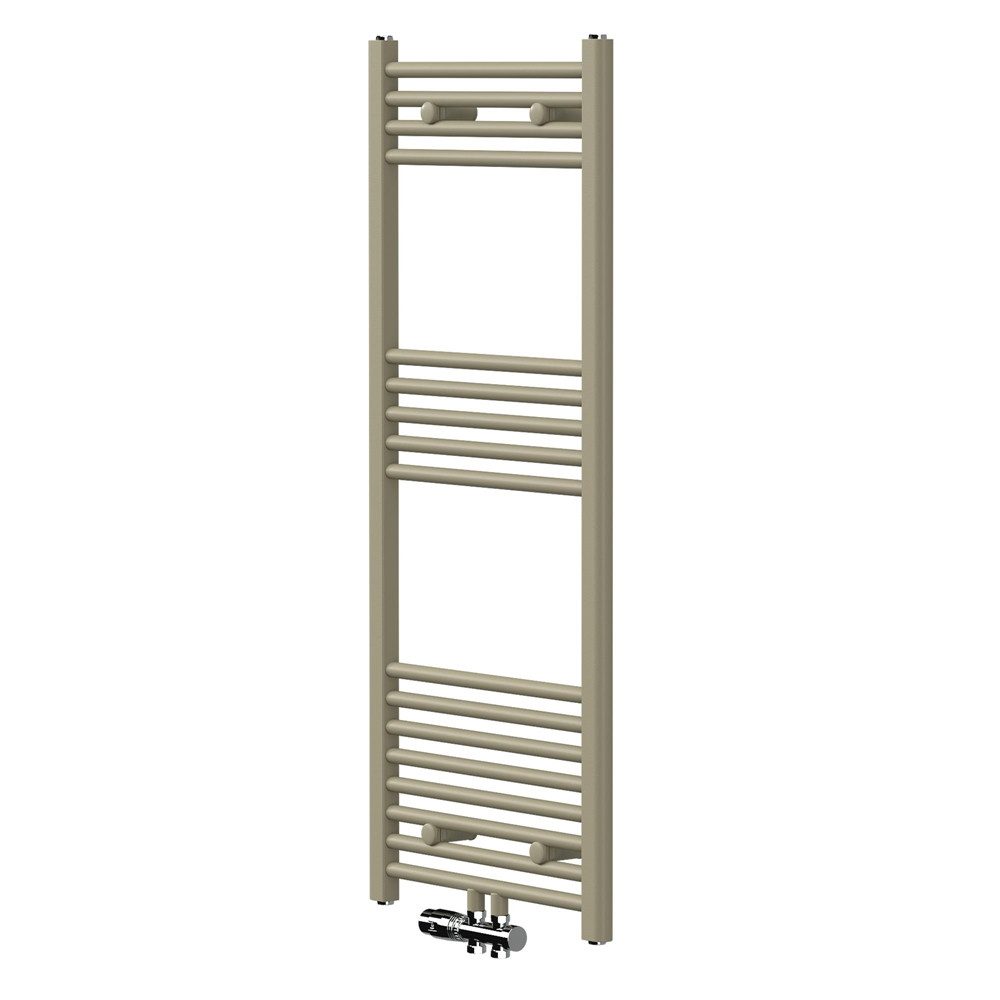 LuxeBath Badheizkörper Handtuchheizkörper mit Ventil-Armaturen Badheizkörper gerade Beige, Handtuchtrockner 500x1200mm Mittelanschluss mit Durchgangsformgarnitur