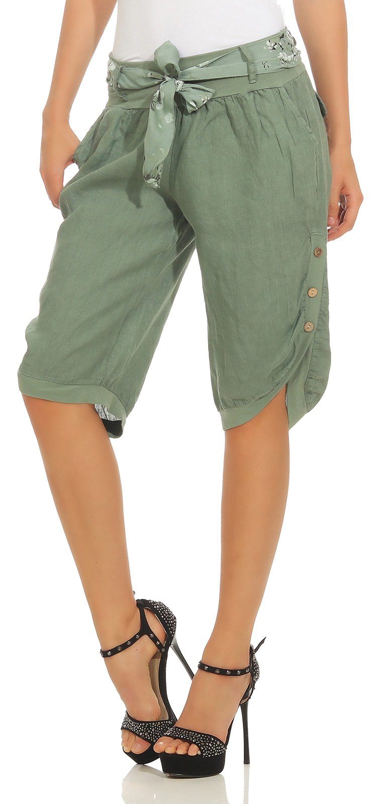 Mississhop Leinenhose Damen-Bermuda-Shorts aus 100 % günstig online kaufen