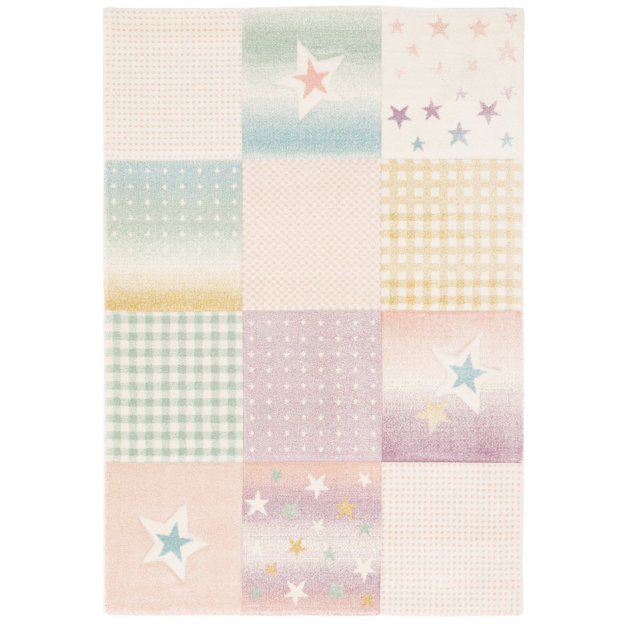 Pergamon Kinderteppich Kinder Teppich Maui Kids Karo Stars, Rechteckig, Höhe: 13 mm