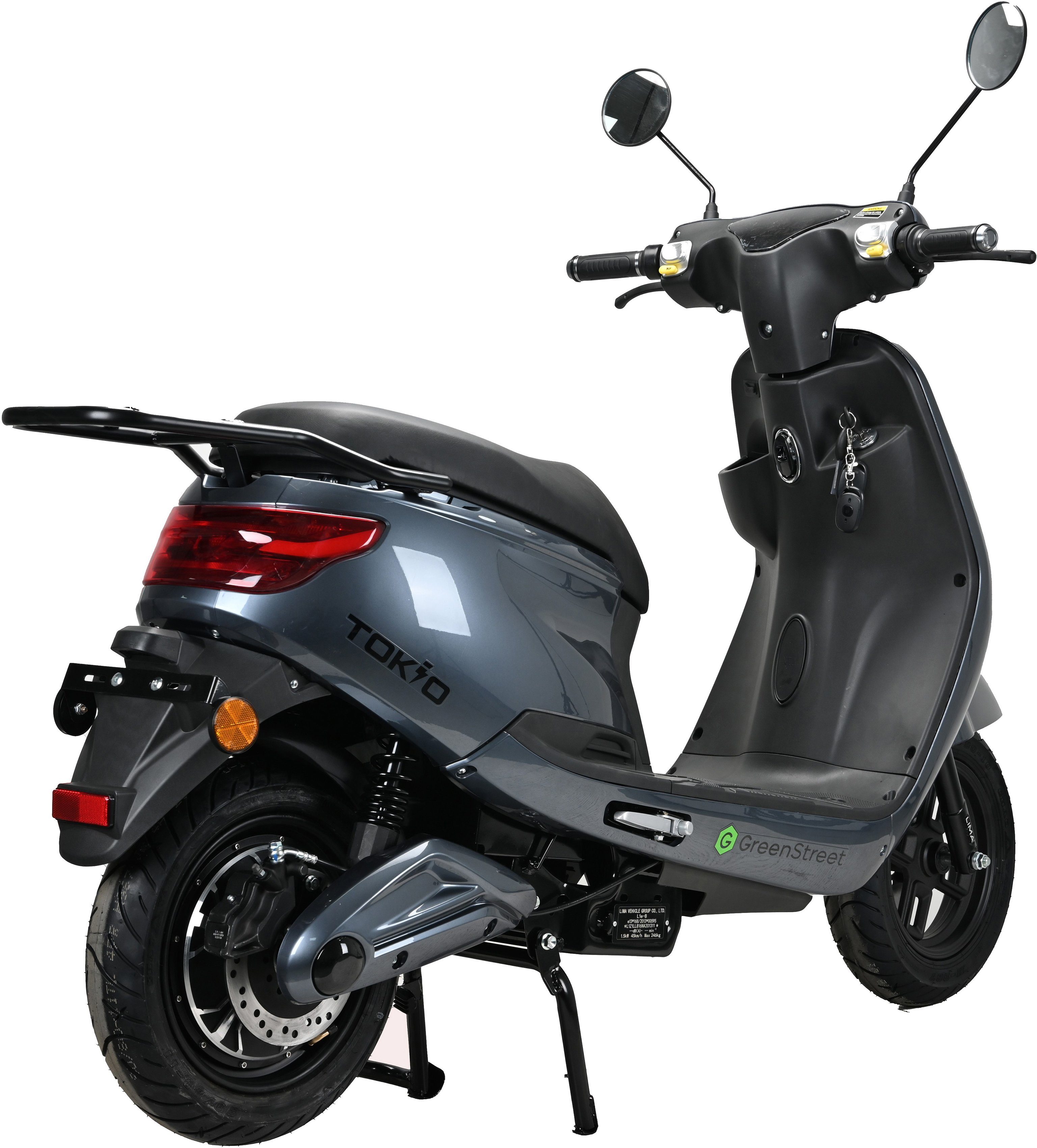 1500 W, grau GreenStreet E-Mofaroller 25 km/h Tokio