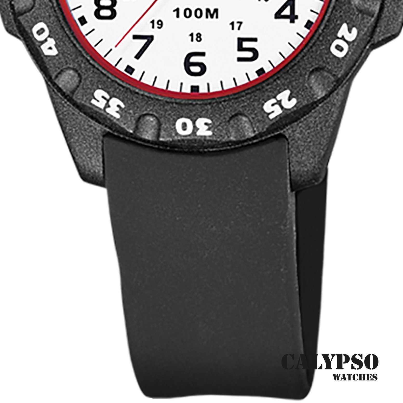 CALYPSO WATCHES Quarzuhr Calypso Jugenduhr Kunststoff schwarz, (Analoguhr), Jugenduhr rund, klein (ca. 29mm) Kunststoffarmband, Fashion-Style