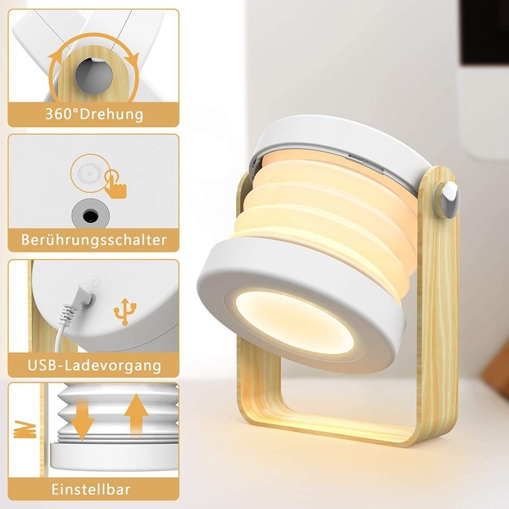 GelldG Nachtlicht Touch LED Tischlampe Nachttischlampe USB-Aufladung