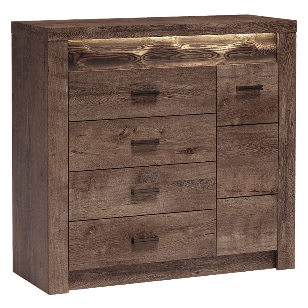 Lomadox Kommode INGENIO-161, Wohnzimmerschrank Sideboard Anrichte modern in Esche braun