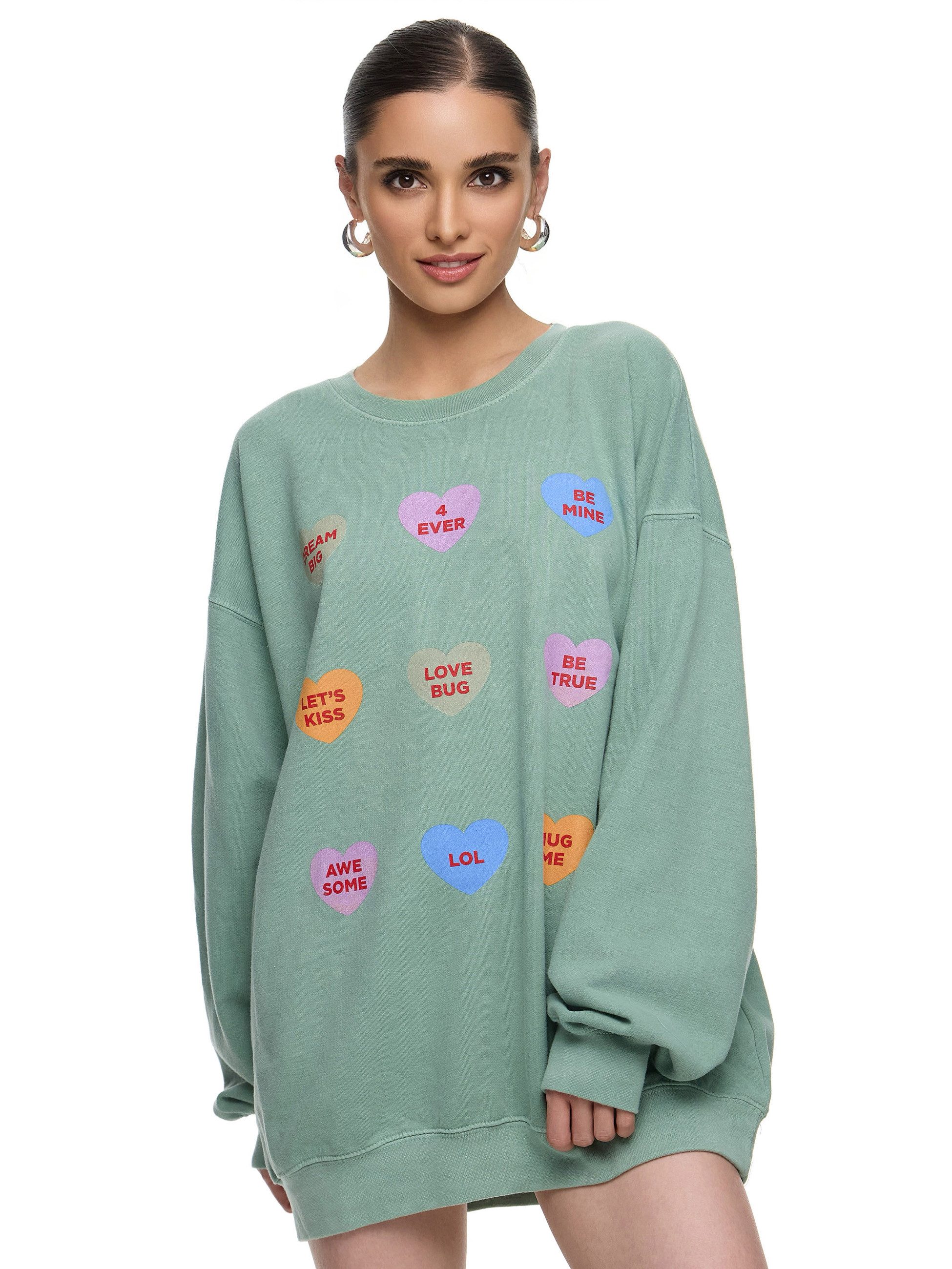 Worldclassca Sweatshirt Worldclassca Oversized Sweatshirt LOVE Print Langarm Pullover Uni PRINT BE TRUE - LETS KISS - BE MINE - DREAM BIG - LOVE BUG - HUG ME