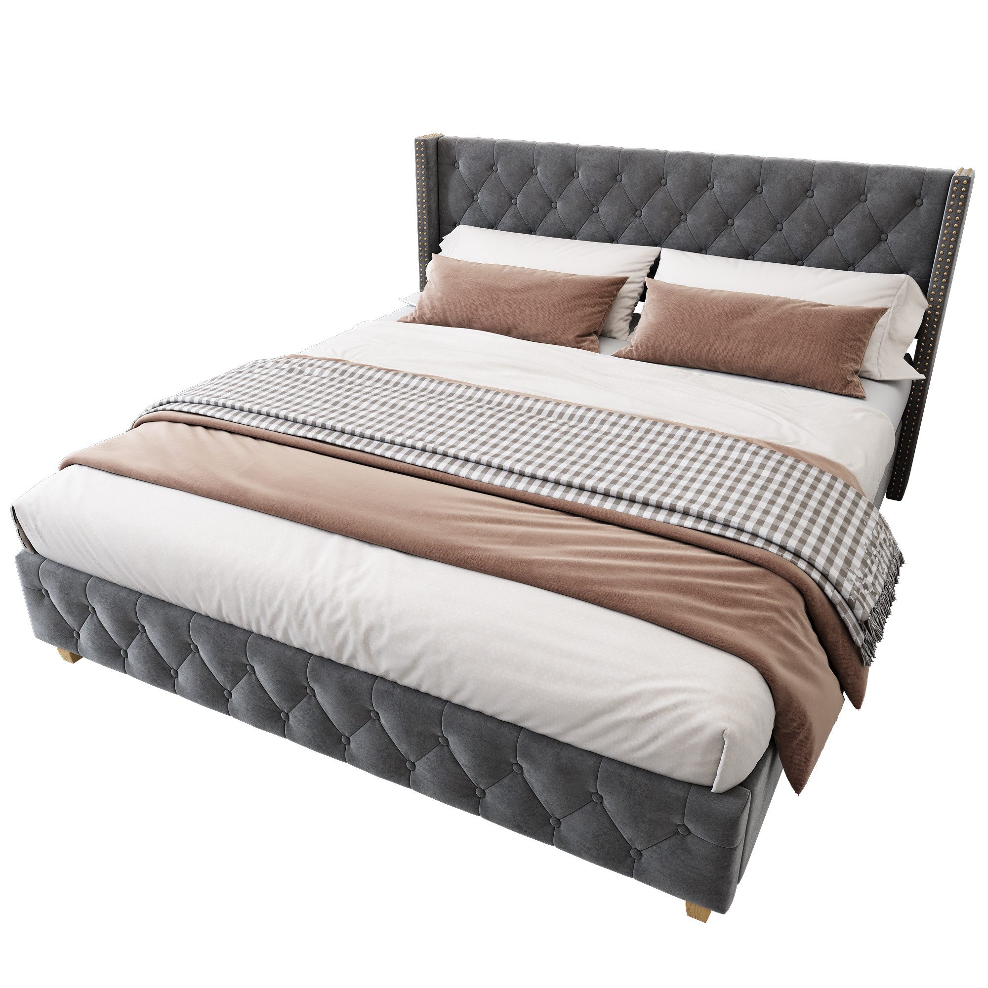 Flieks Polsterbett, Massivholz Doppelbett 160x200cm mit günstig online kaufen