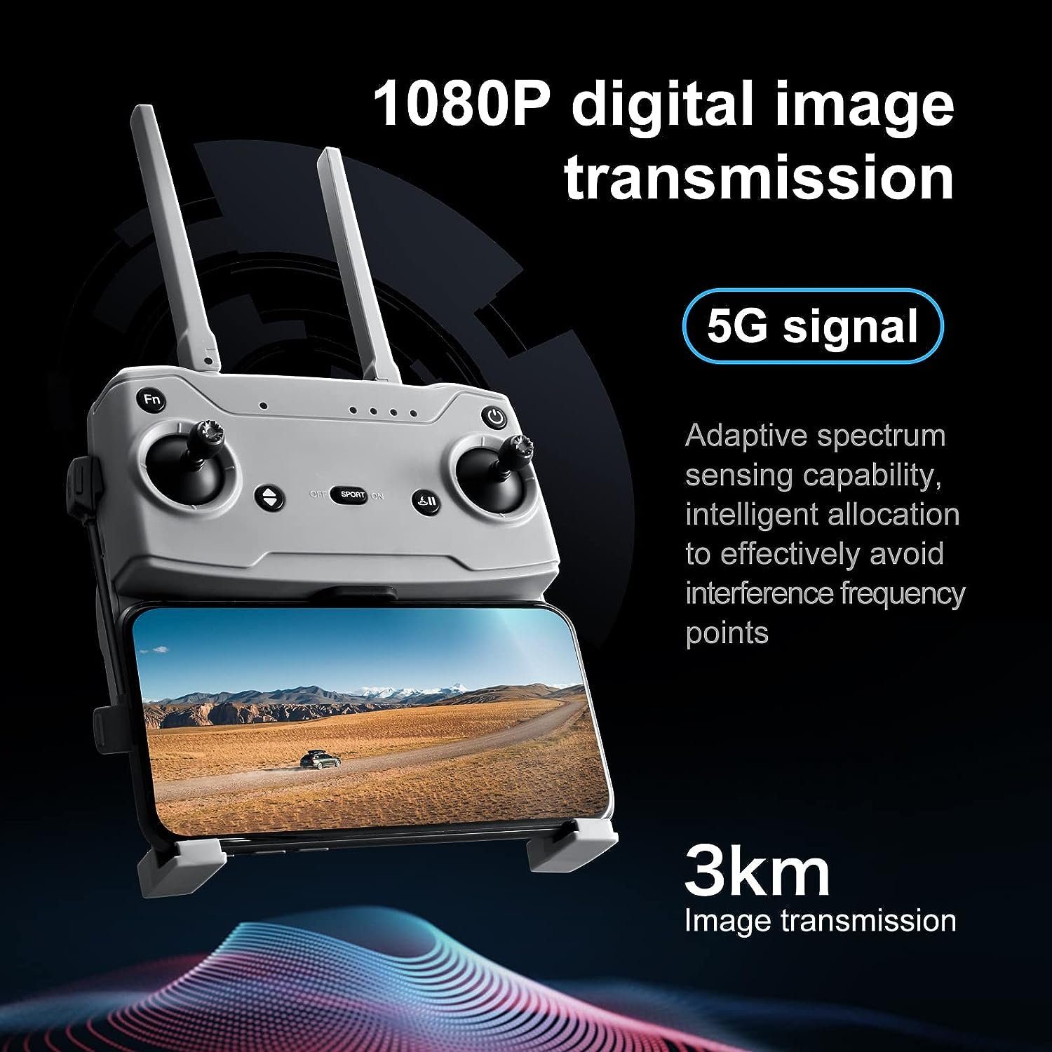 Bürstenloser Kamera FPV Smart (4K/15FPS, GPS Gimbal 4k OKYUK Drohne 3KM Rückkehr) 2.7k/25FPS, Übertragung
