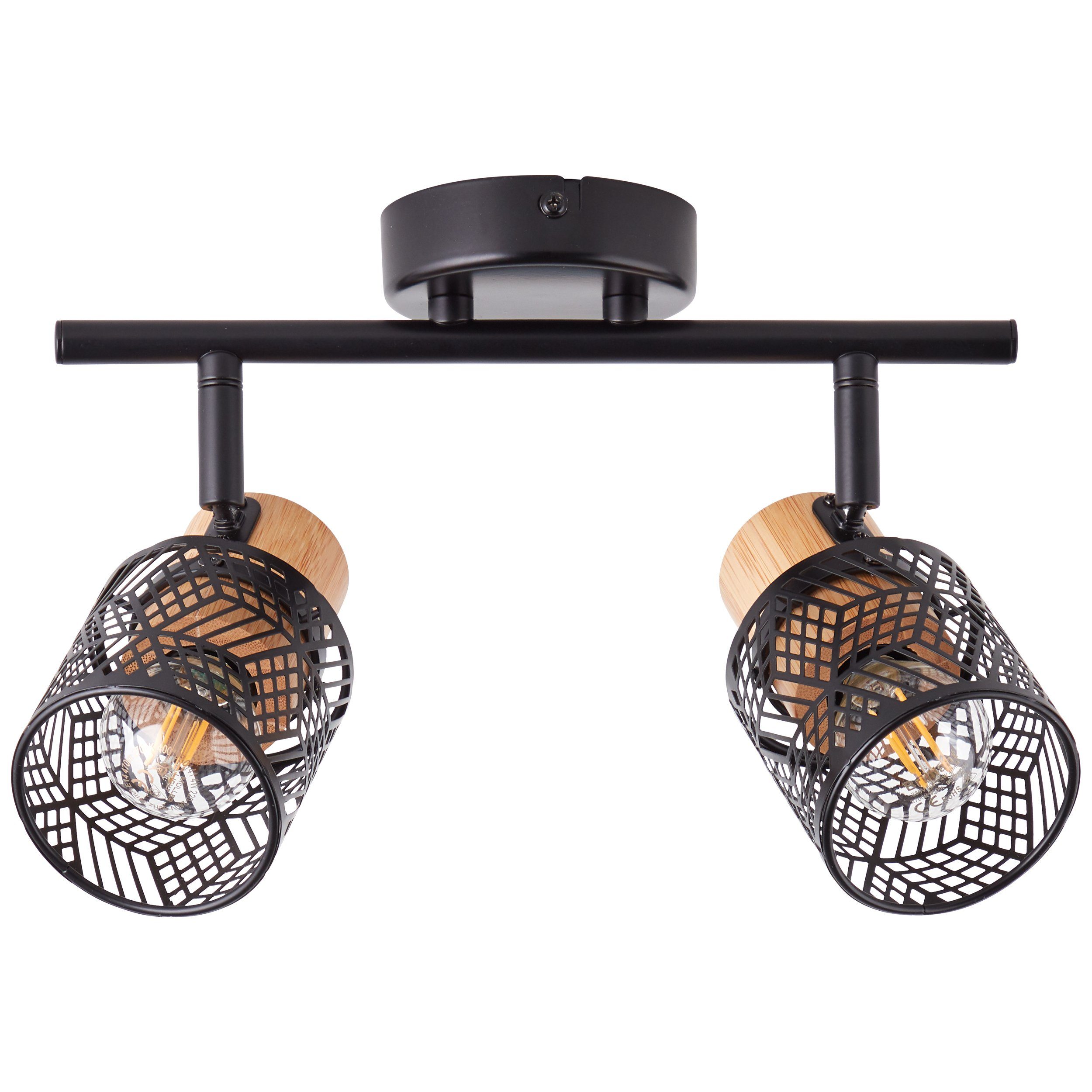 Brilliant Deckenstrahler Santy, ohne Leuchtmittel, schwenkbar, 20 x 36 x 7 cm, E14, Metall/Bambus, schwarz/natur